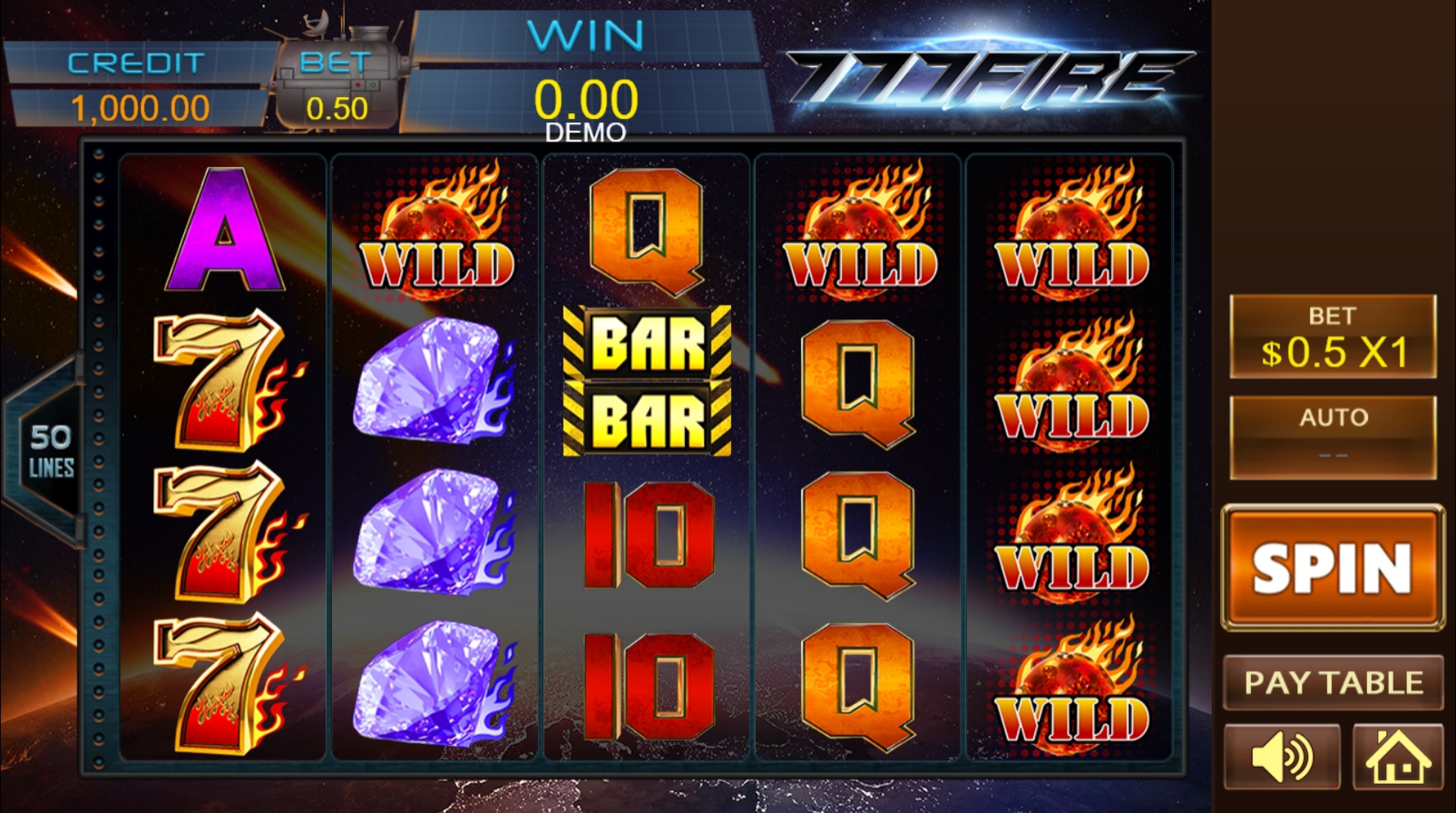 Reels in 777 Fire Slot Game by PlayStar