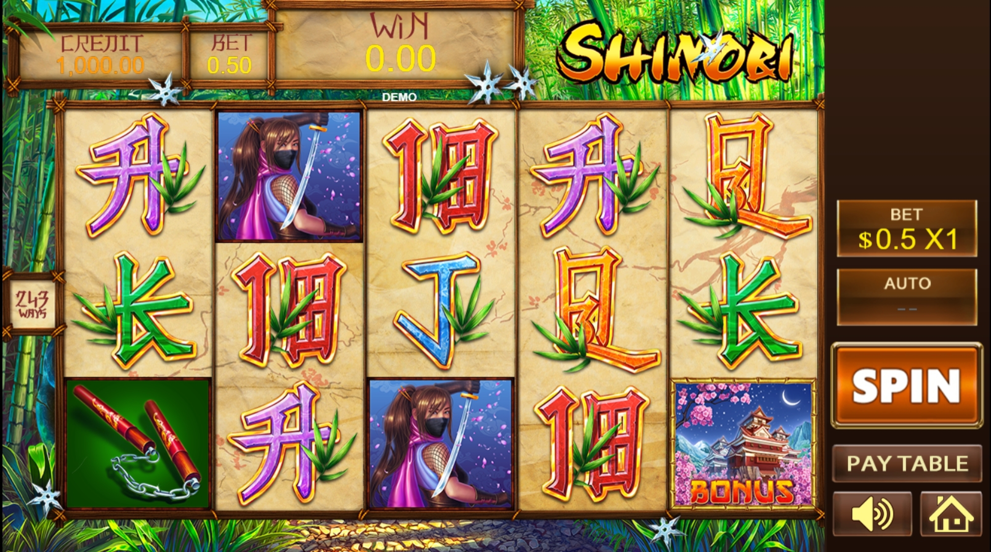 Reels in SHINOBI Slot Game by PlayStar