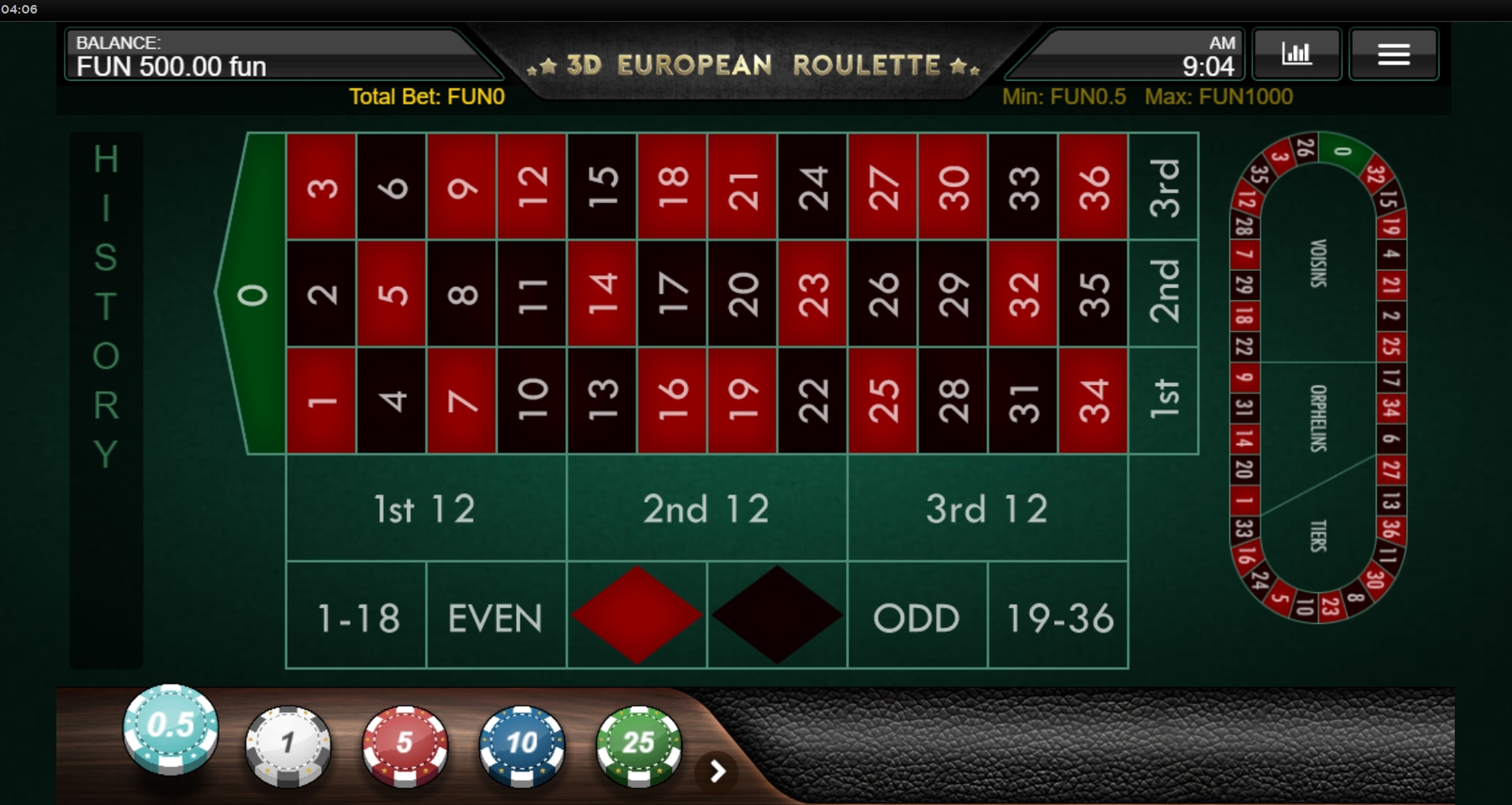 Reels in 3D European Roulette Slot Game by Iron Dog Studios