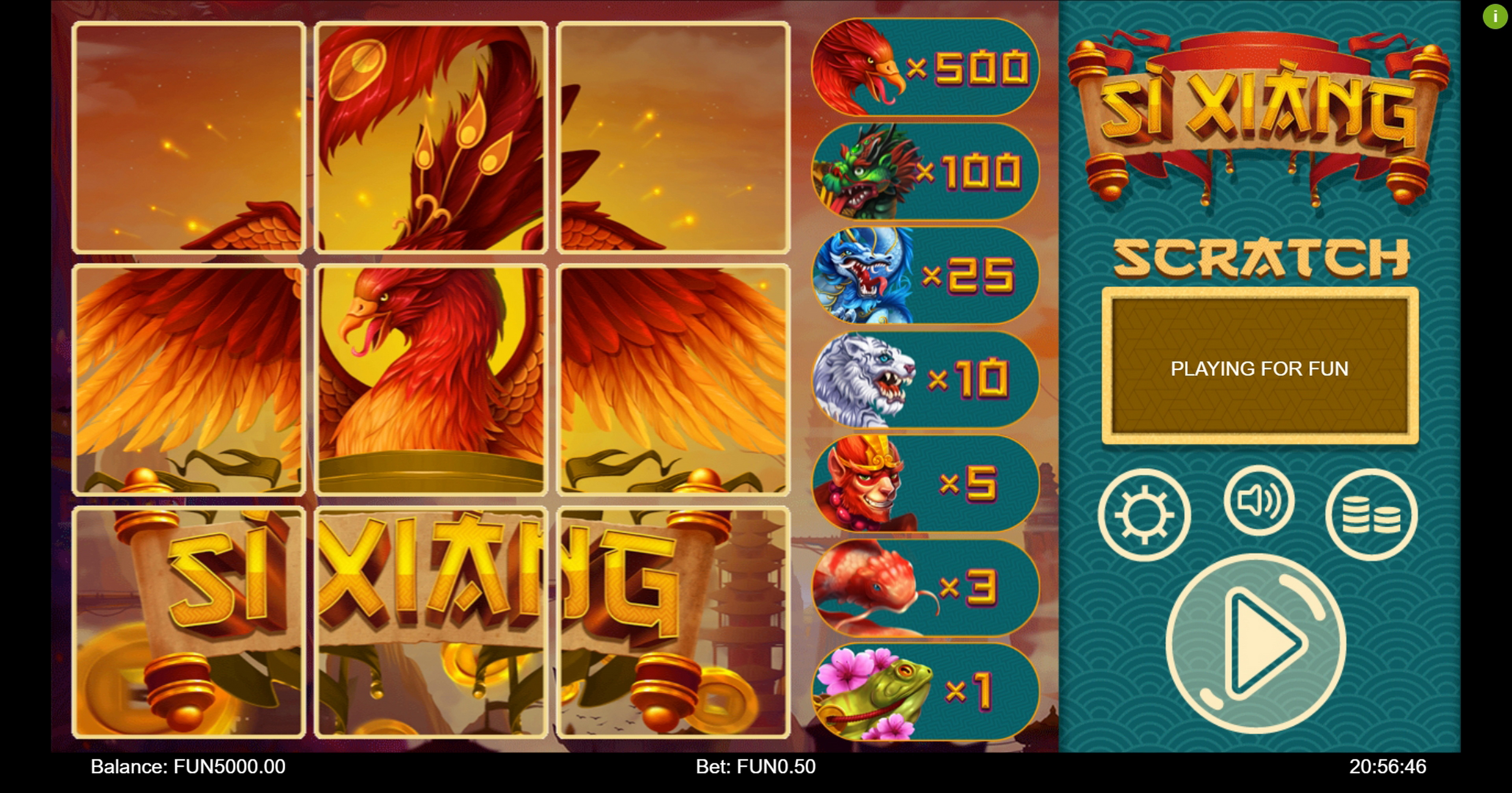 Reels in Si-Xiang Scratch Slot Game by Iron Dog Studios