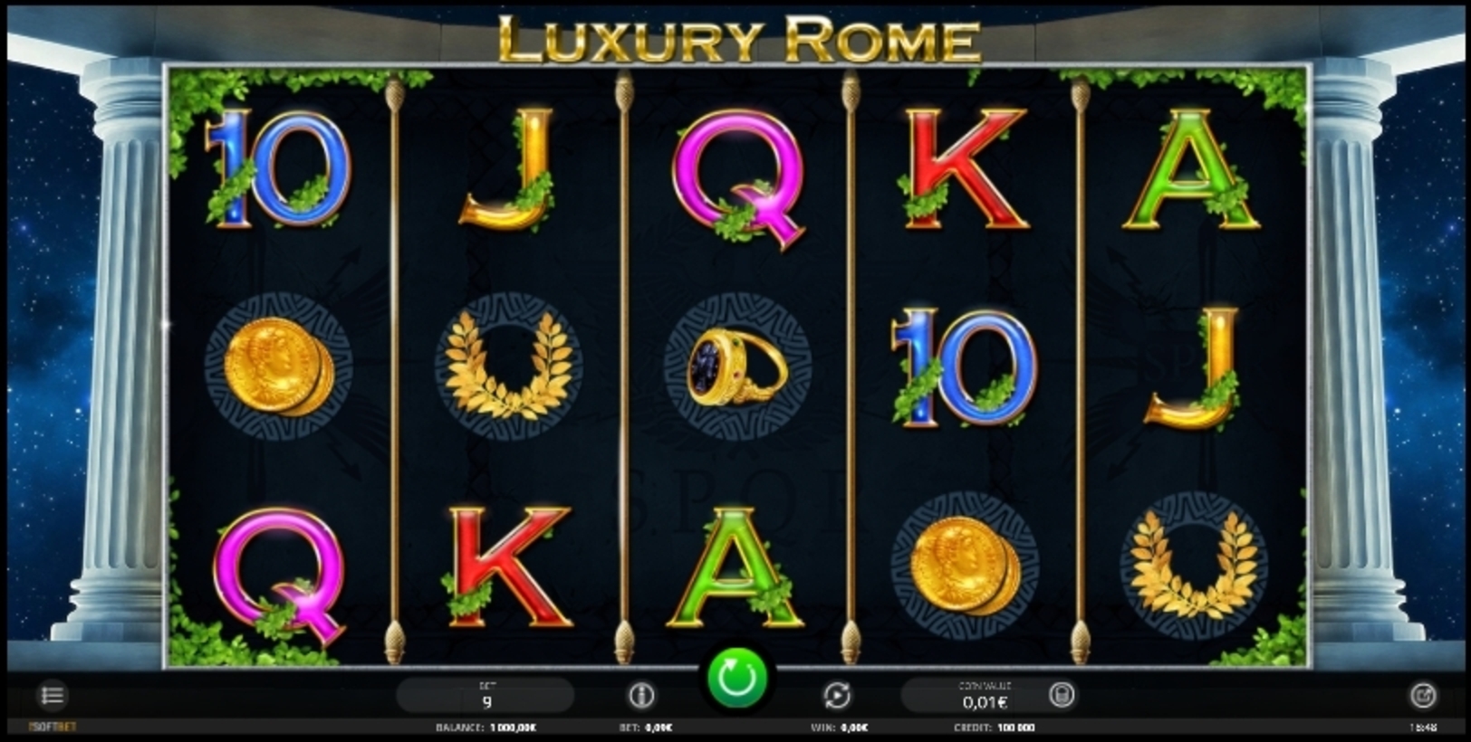 Reels in Luxury Rome Slot Game by iSoftBet