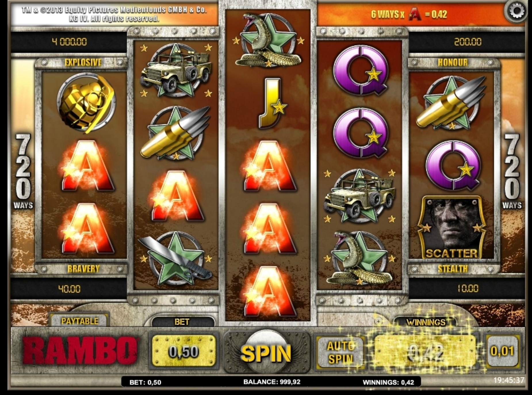 Win Money in Rambo Free Slot Game by iSoftBet