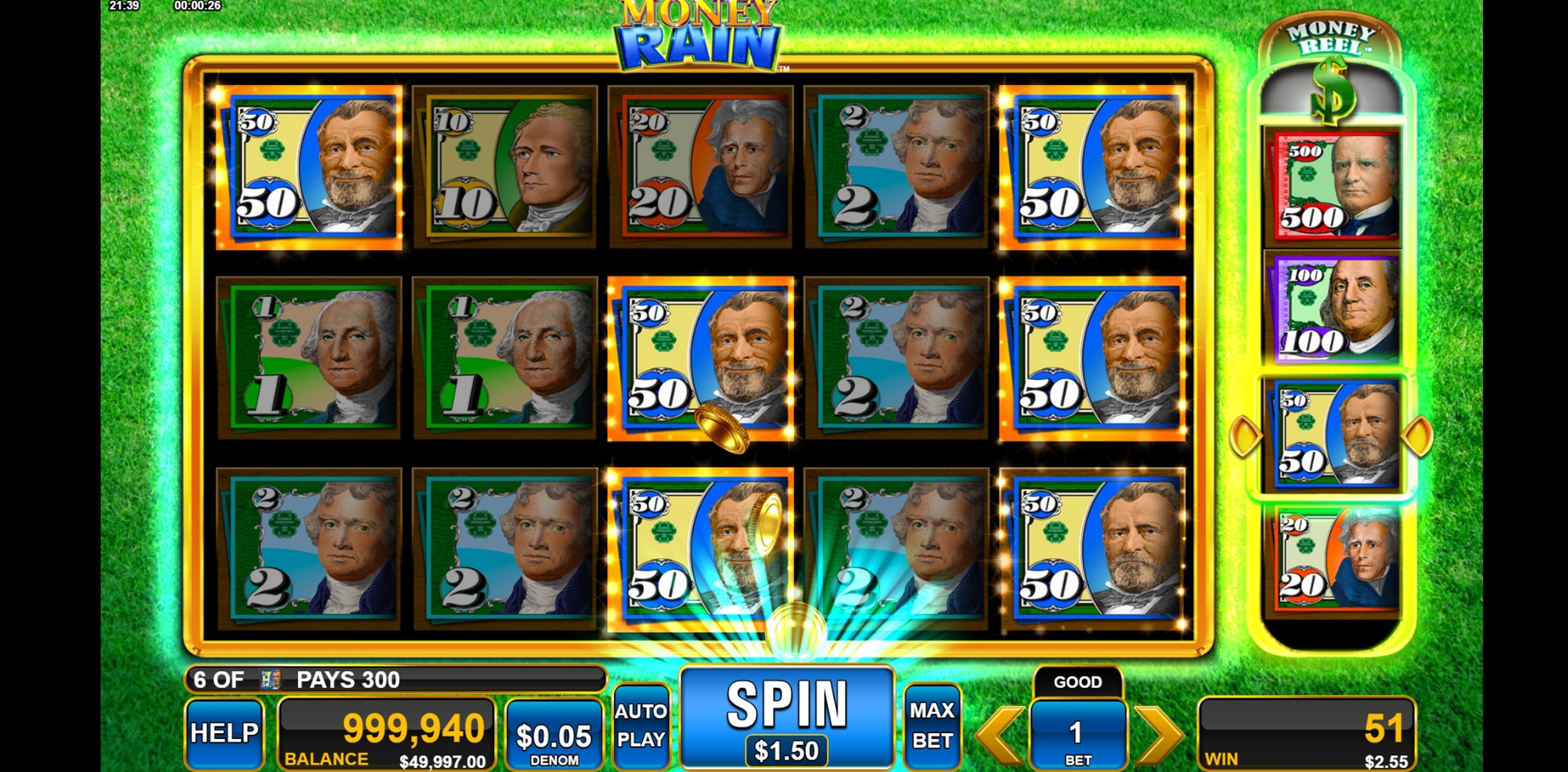 Win Money in Money Rain Free Slot Game by Incredible Technologies