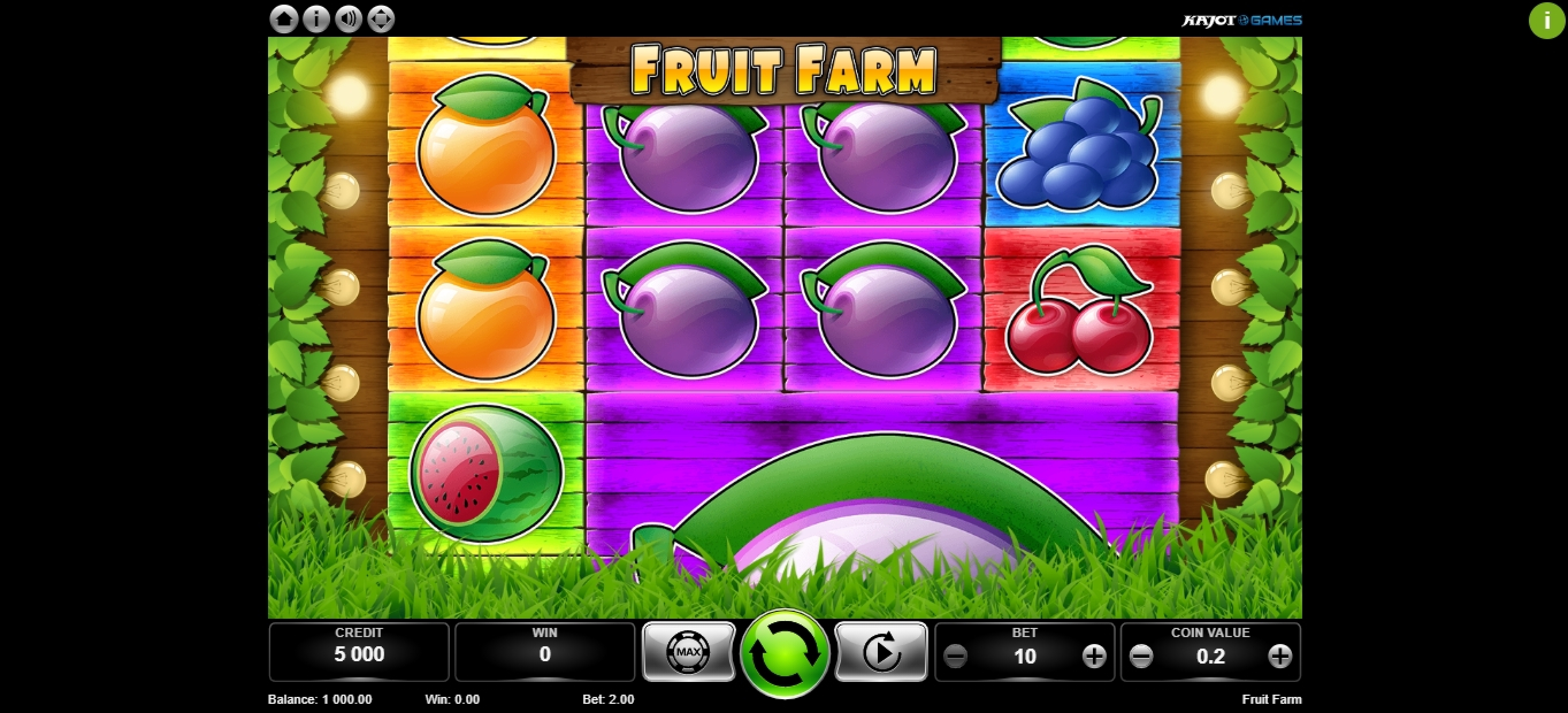 Reels in Fruit Farm Slot Game by Kajot
