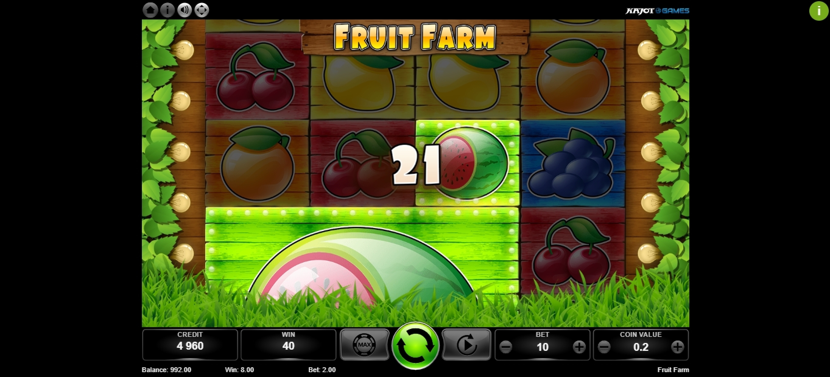Win Money in Fruit Farm Free Slot Game by Kajot
