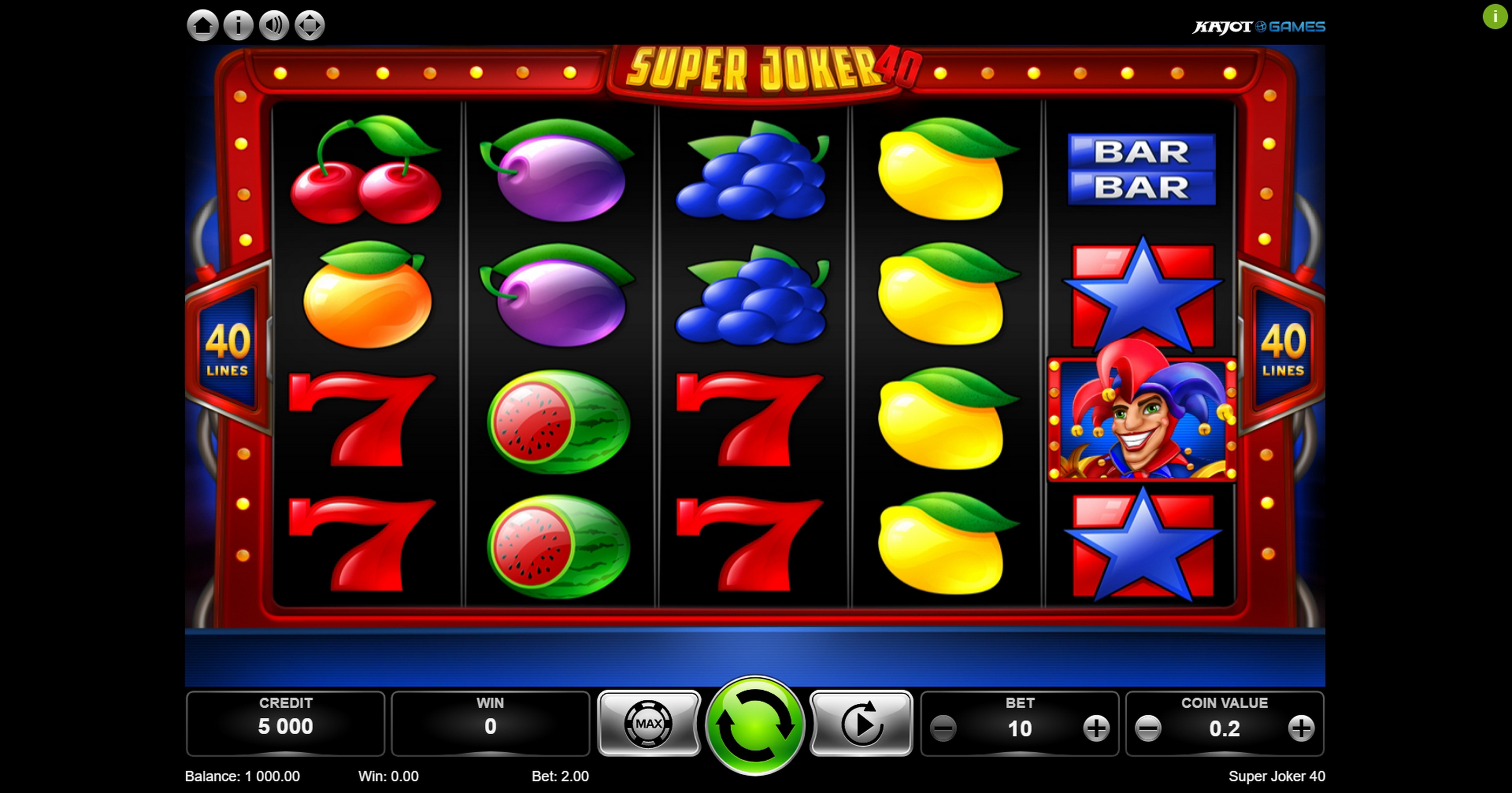 Reels in Super Joker 40 (Kajot Games) Slot Game by Kajot