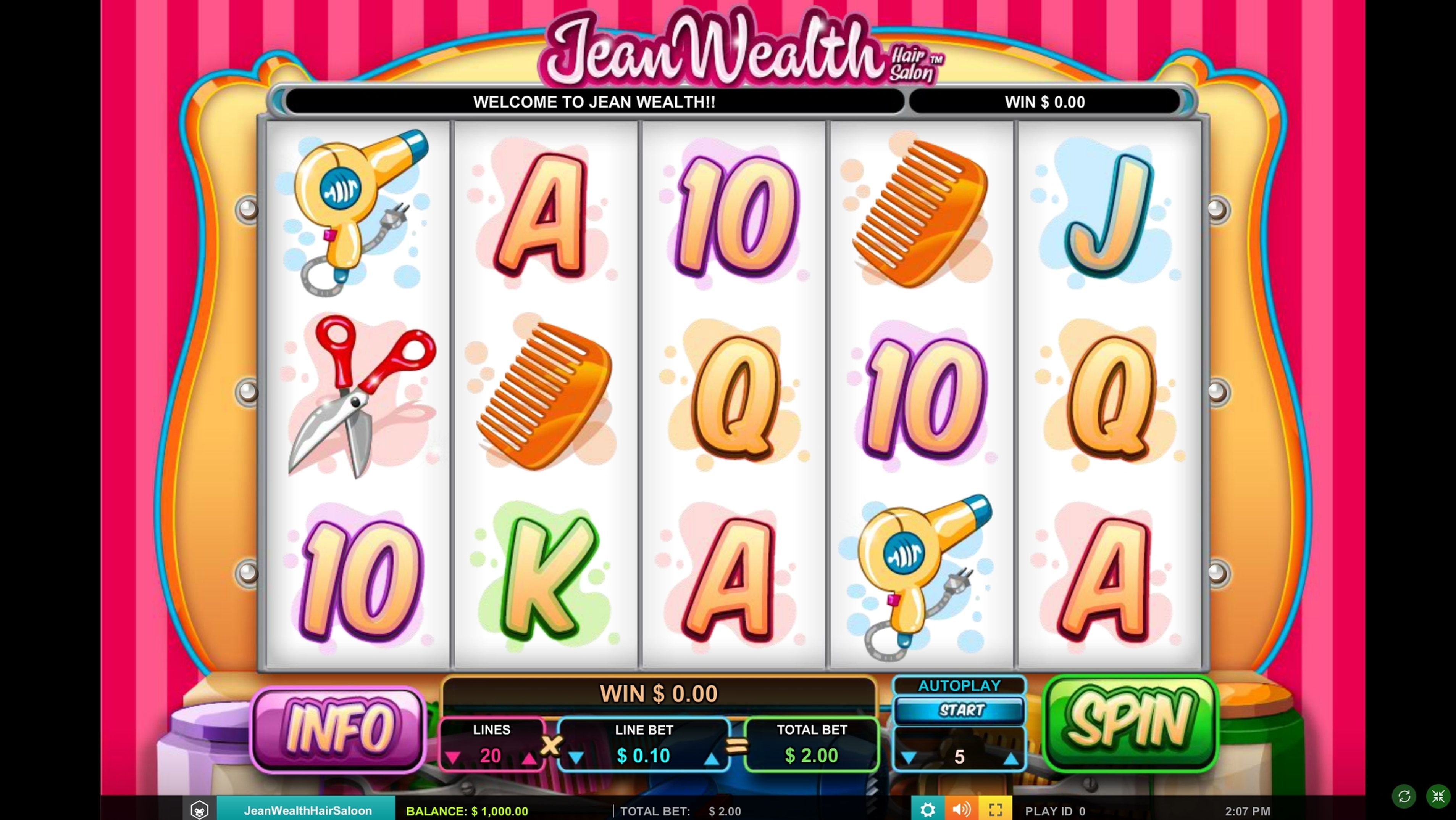 Reels in Jean Wealth Slot Game by Leander Games