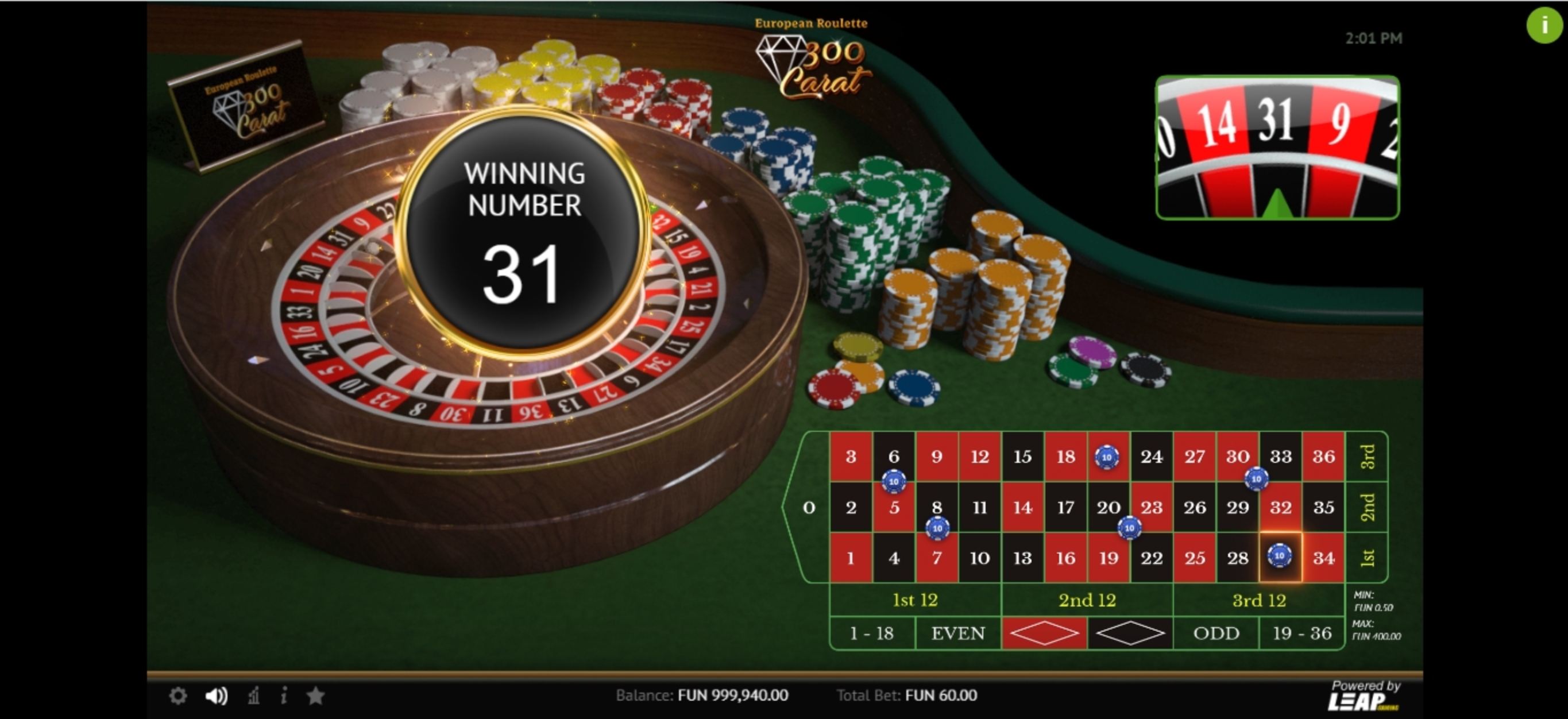 Win Money in 300 Carat Roulette Free Slot Game by Leap