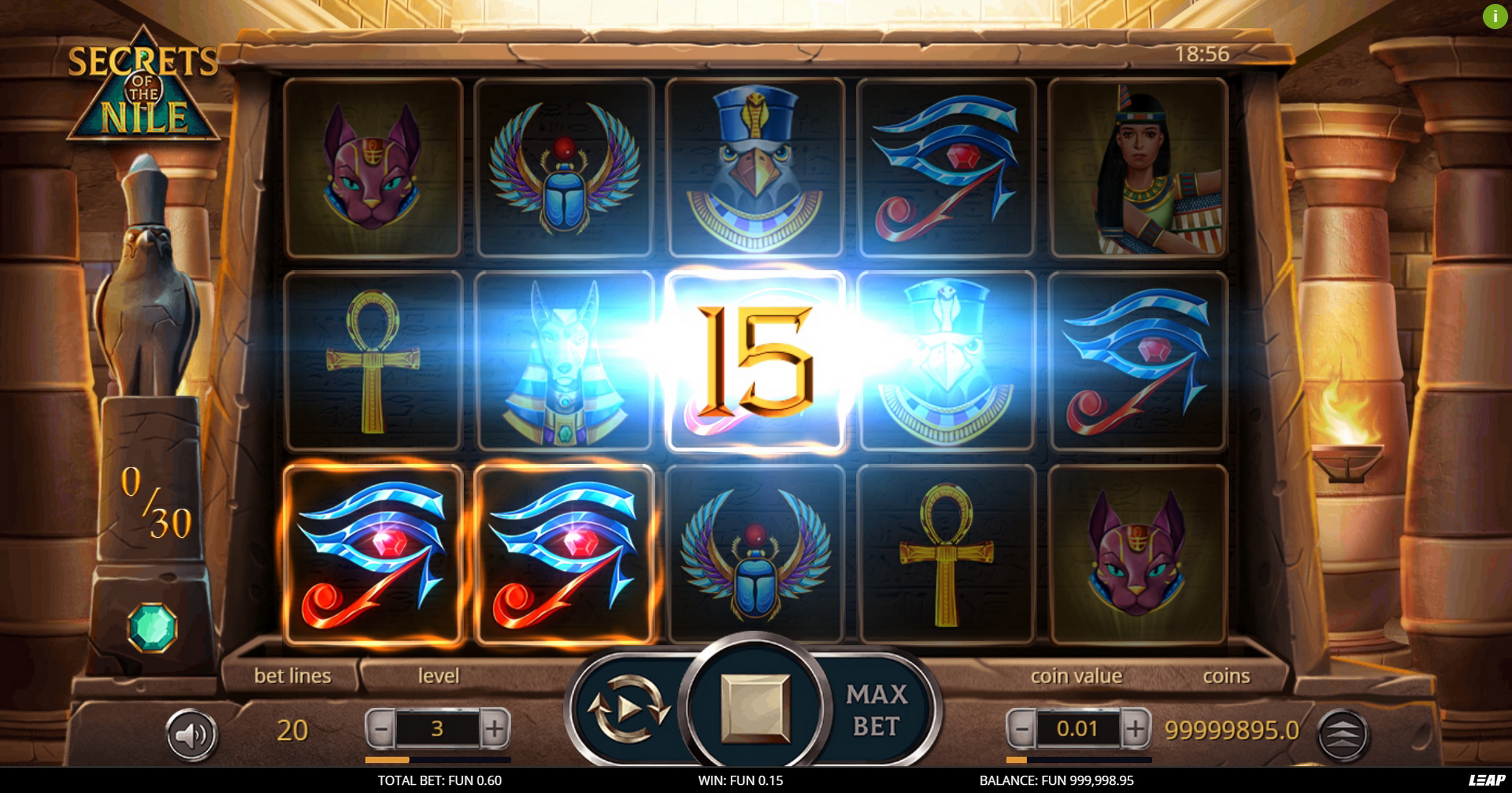 Win Money in Secrets of the Nile Free Slot Game by Leap