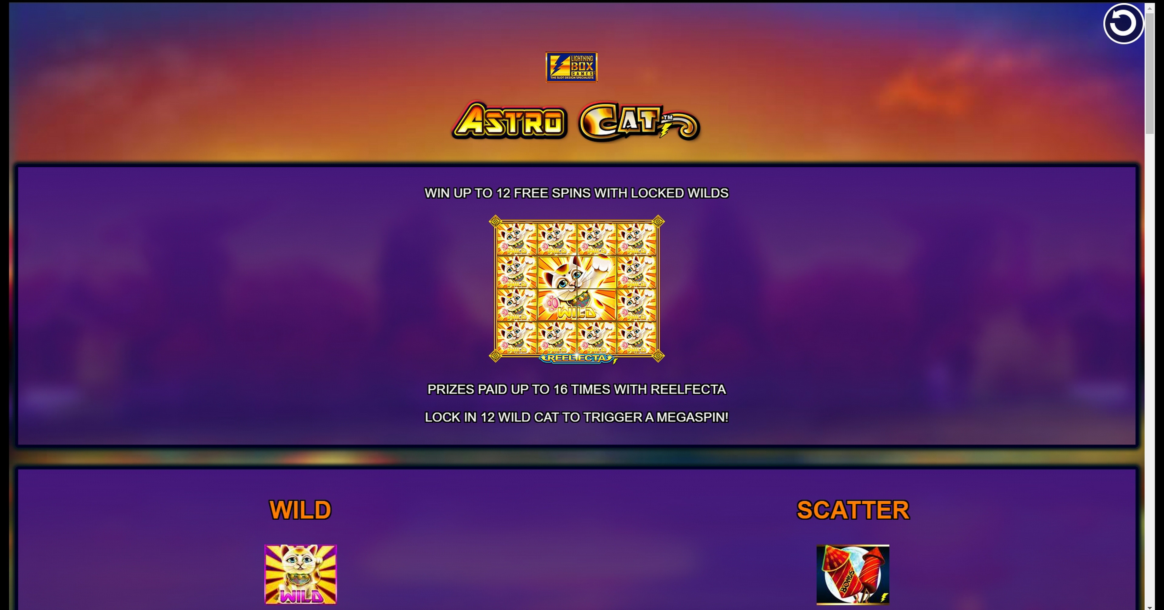 Info of Astro Cat Slot Game by Lightning Box