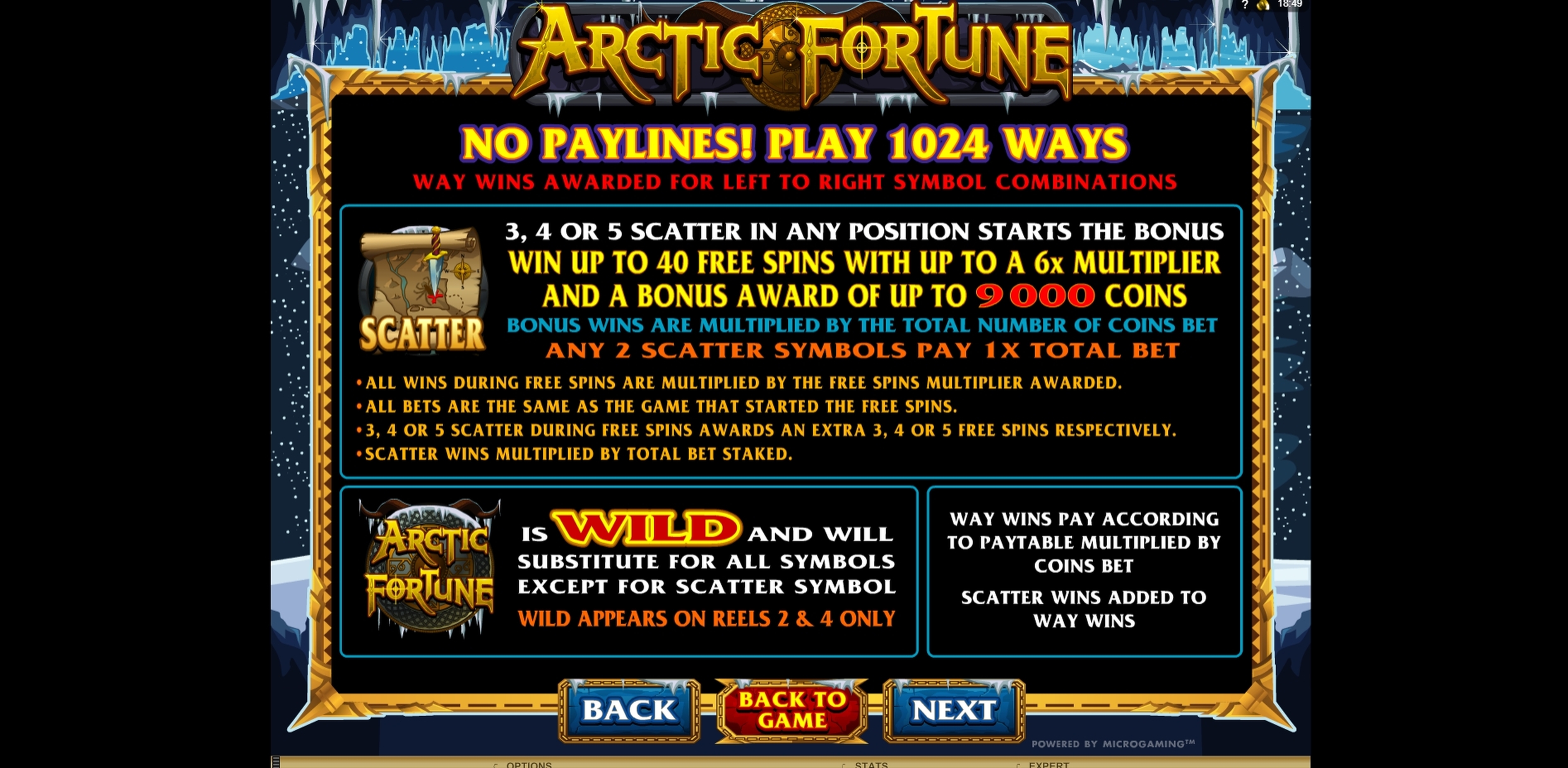 Info of Arctic Fortune Slot Game by Microgaming