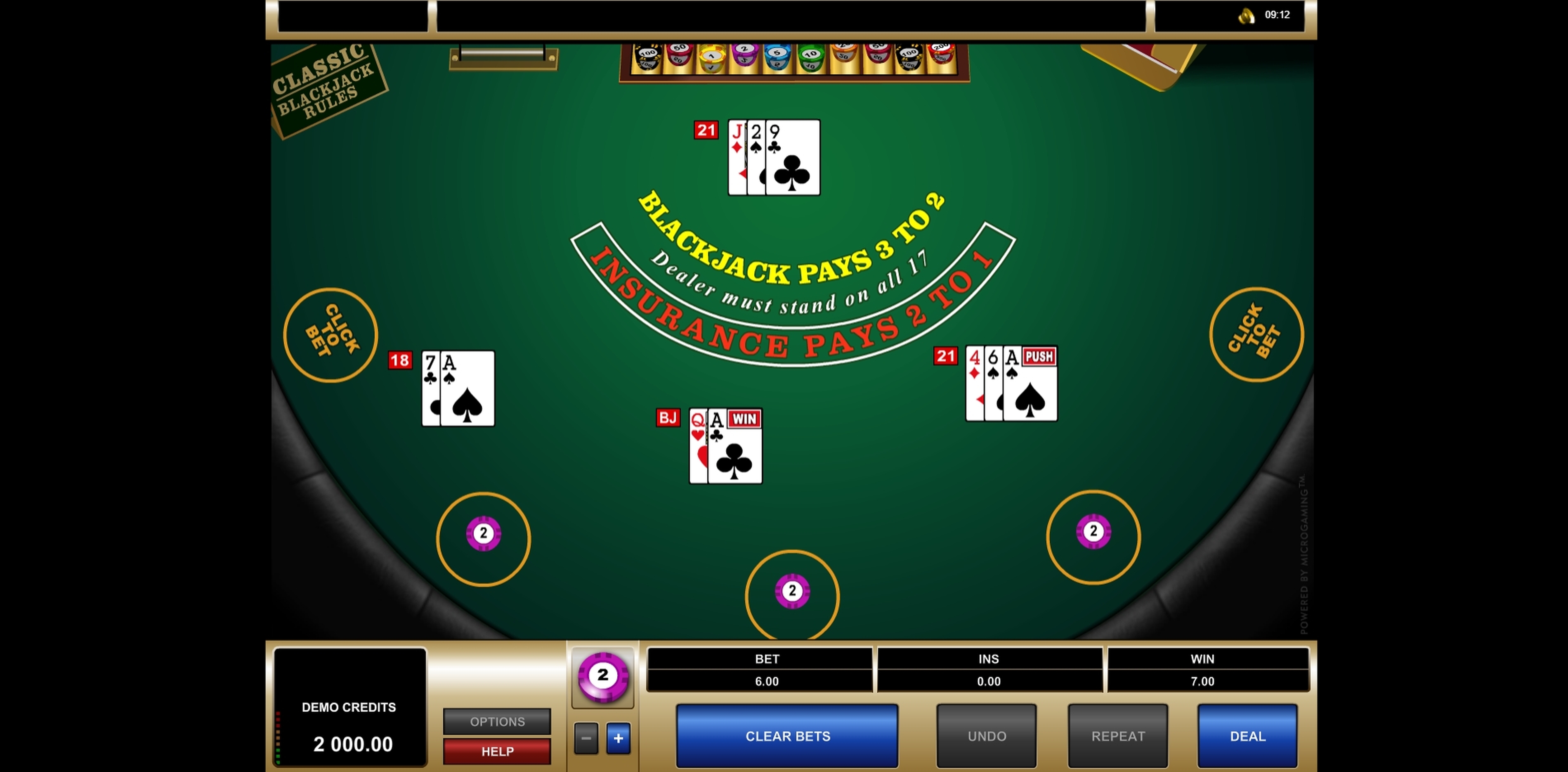 Win Money in Blackjack MH Free Slot Game by Microgaming