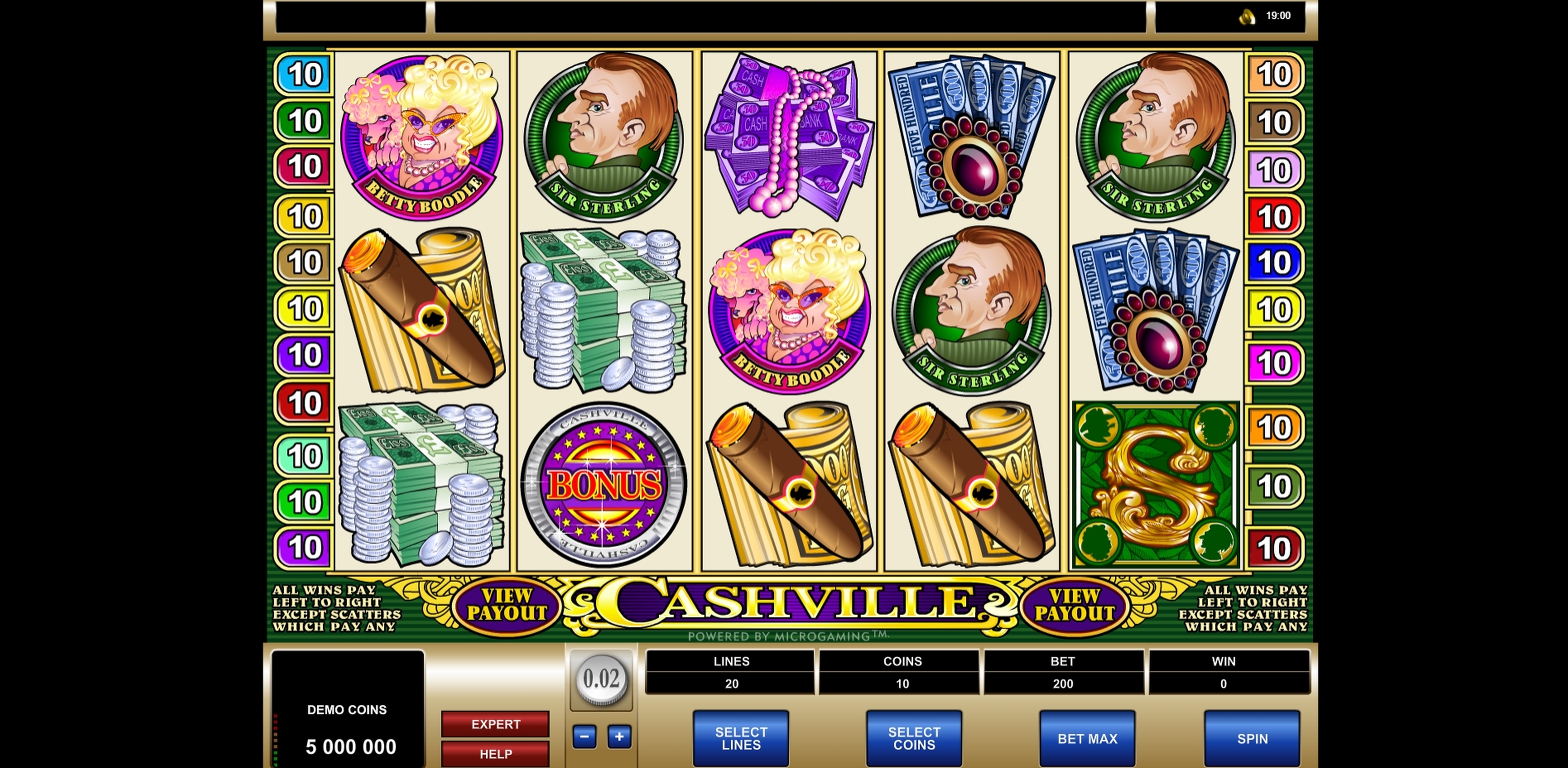 Reels in Cashville Slot Game by Microgaming
