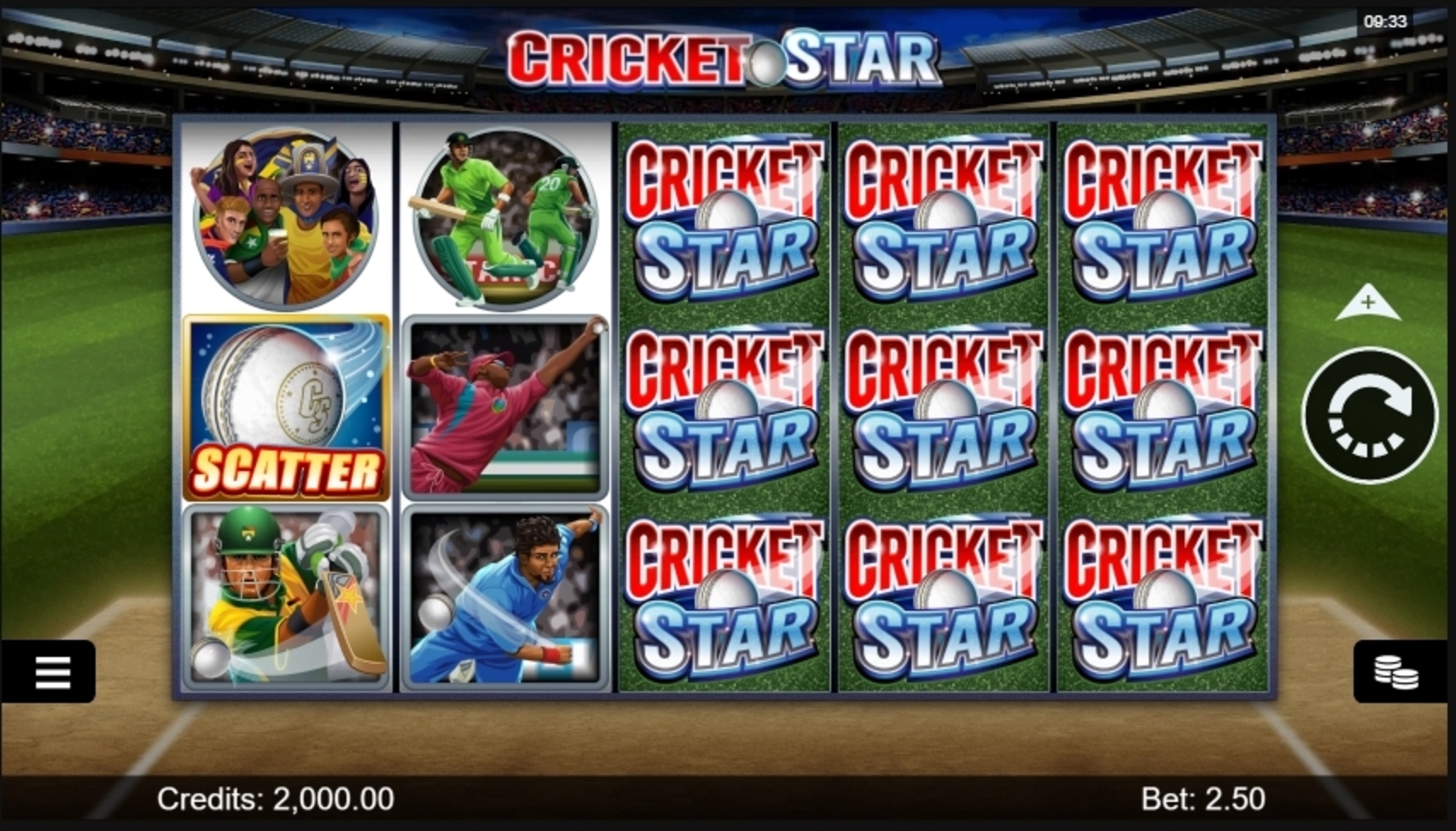 Reels in Cricket Star Slot Game by Microgaming