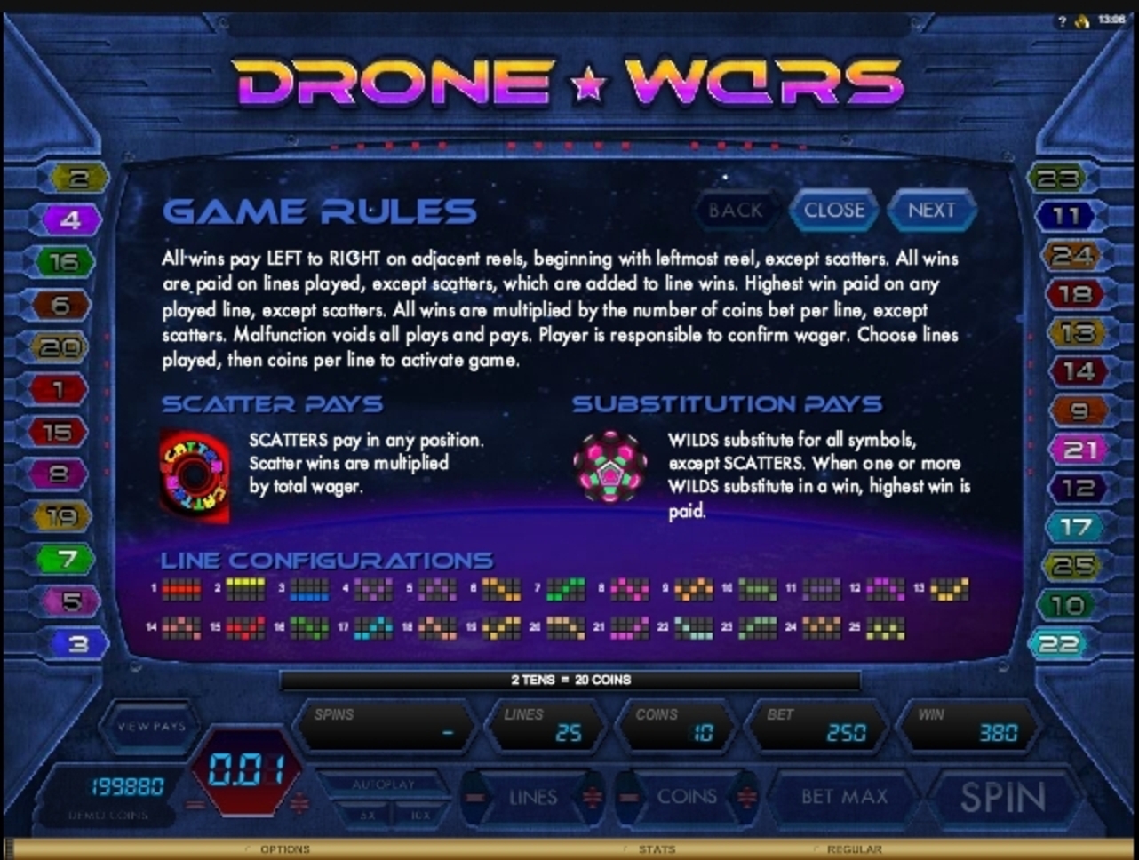 Info of Drone Wars Slot Game by Microgaming