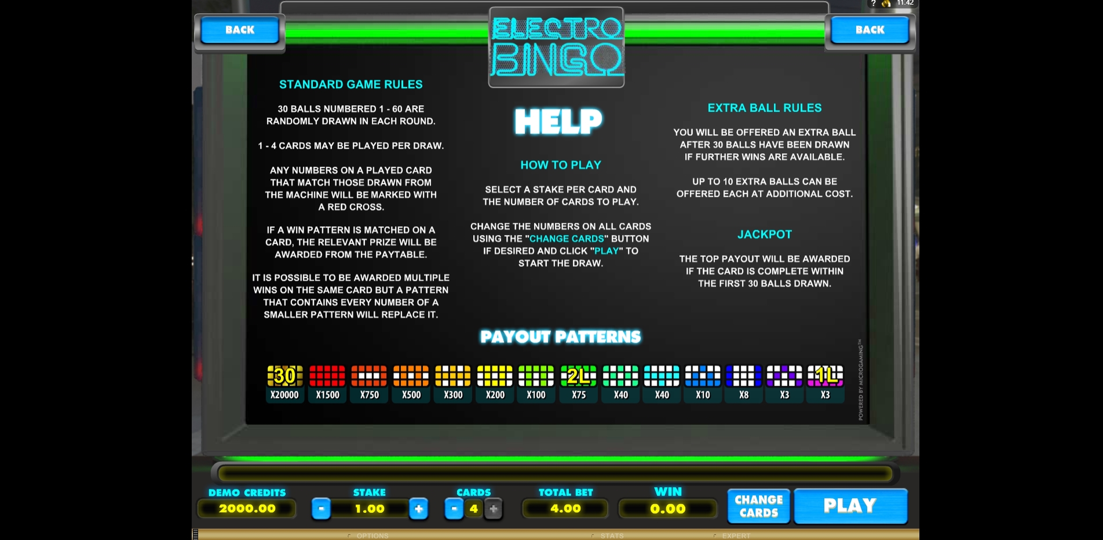 Info of Electro Bingo Slot Game by Microgaming