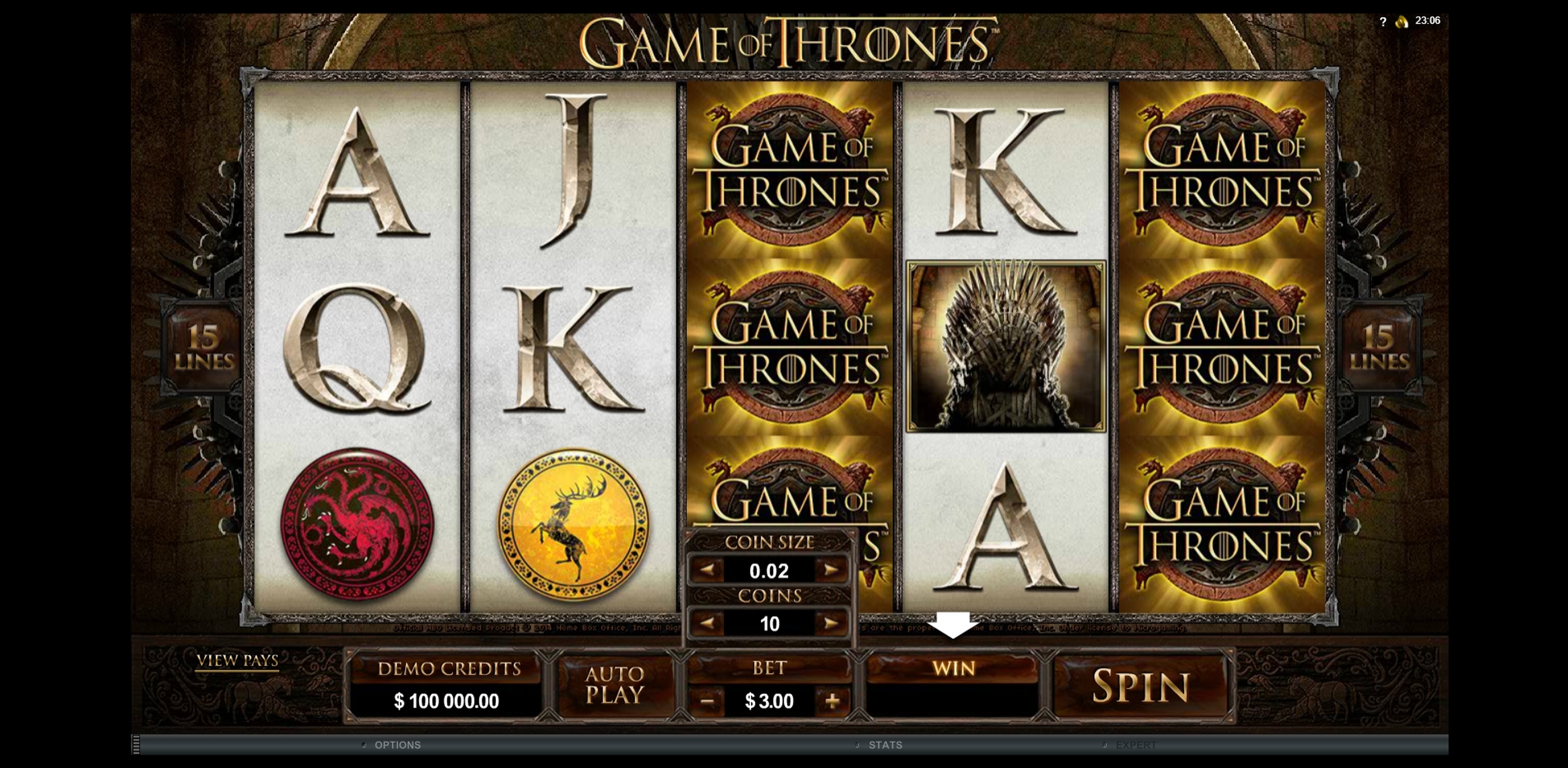 Reels in Game of Thrones 15 lines Slot Game by Microgaming