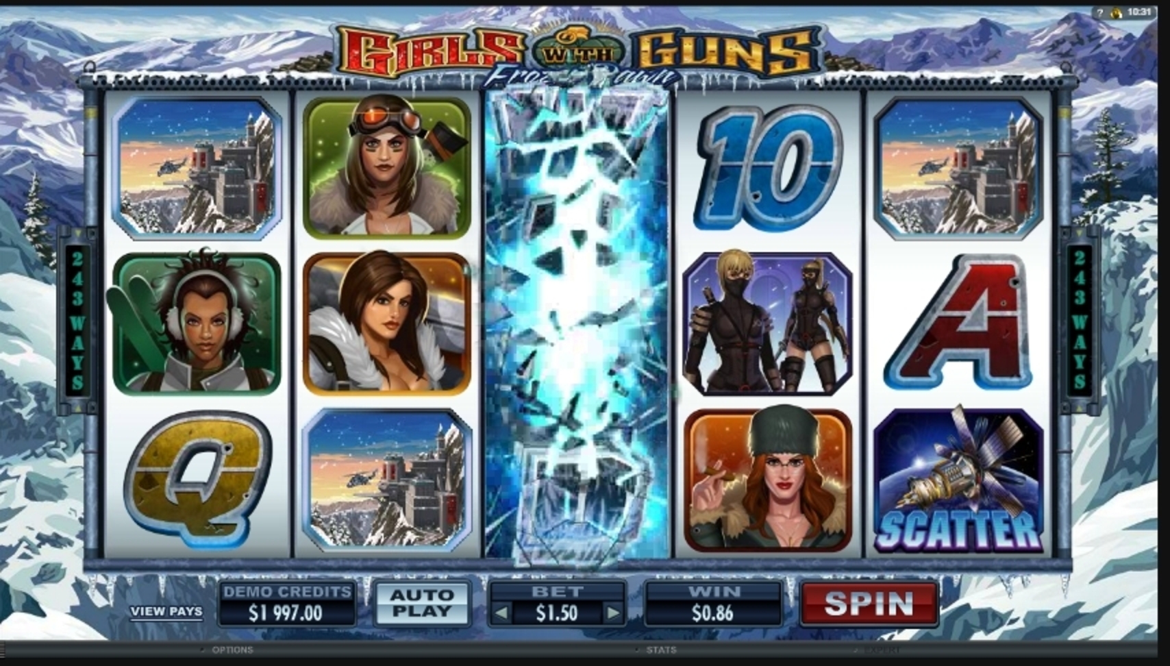 Win Money in Girls With Guns - Frozen Dawn Free Slot Game by Microgaming