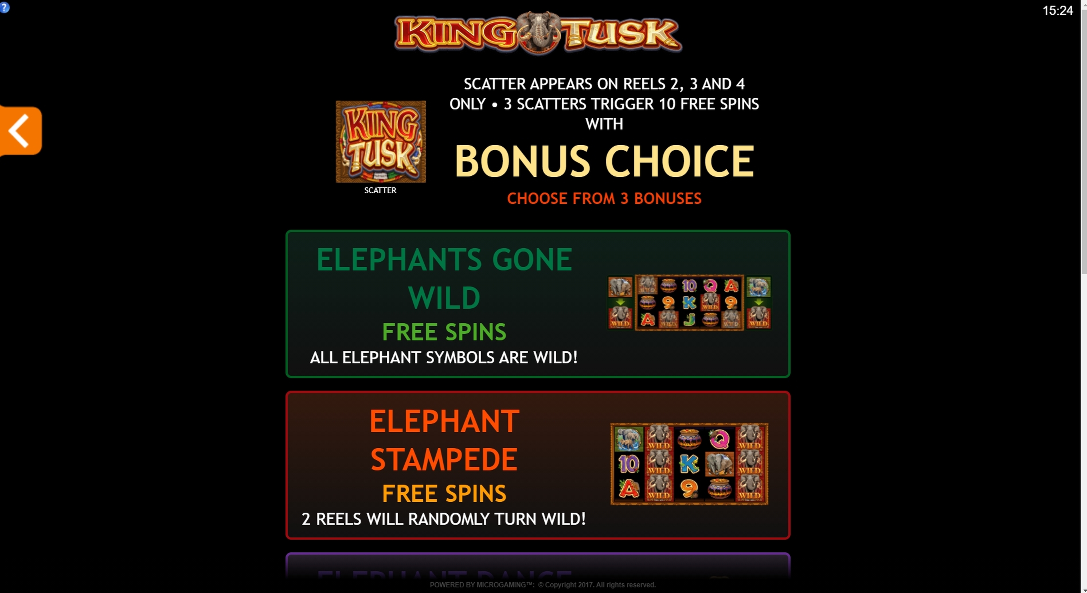 Info of King Tusk Slot Game by Microgaming