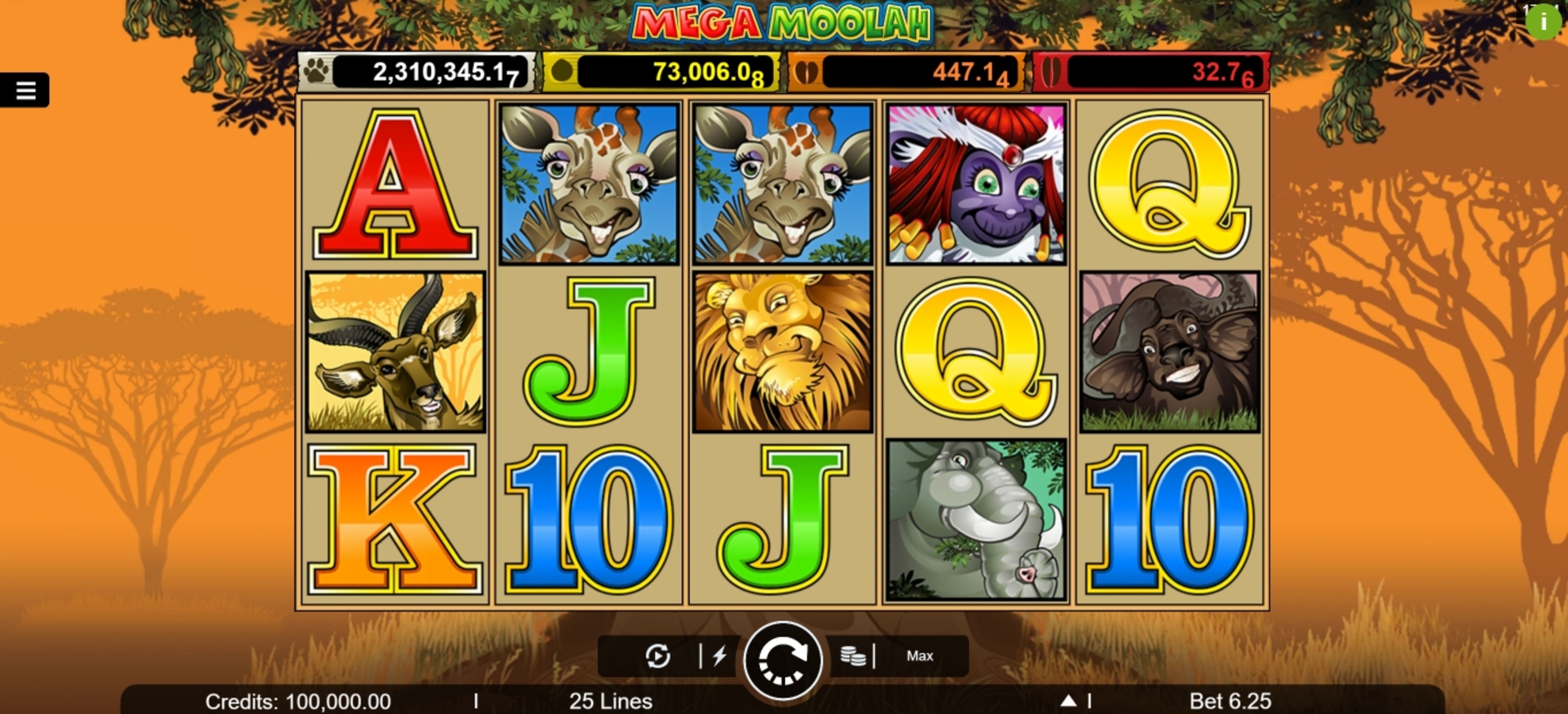 Reels in Mega Moolah Slot Game by Microgaming