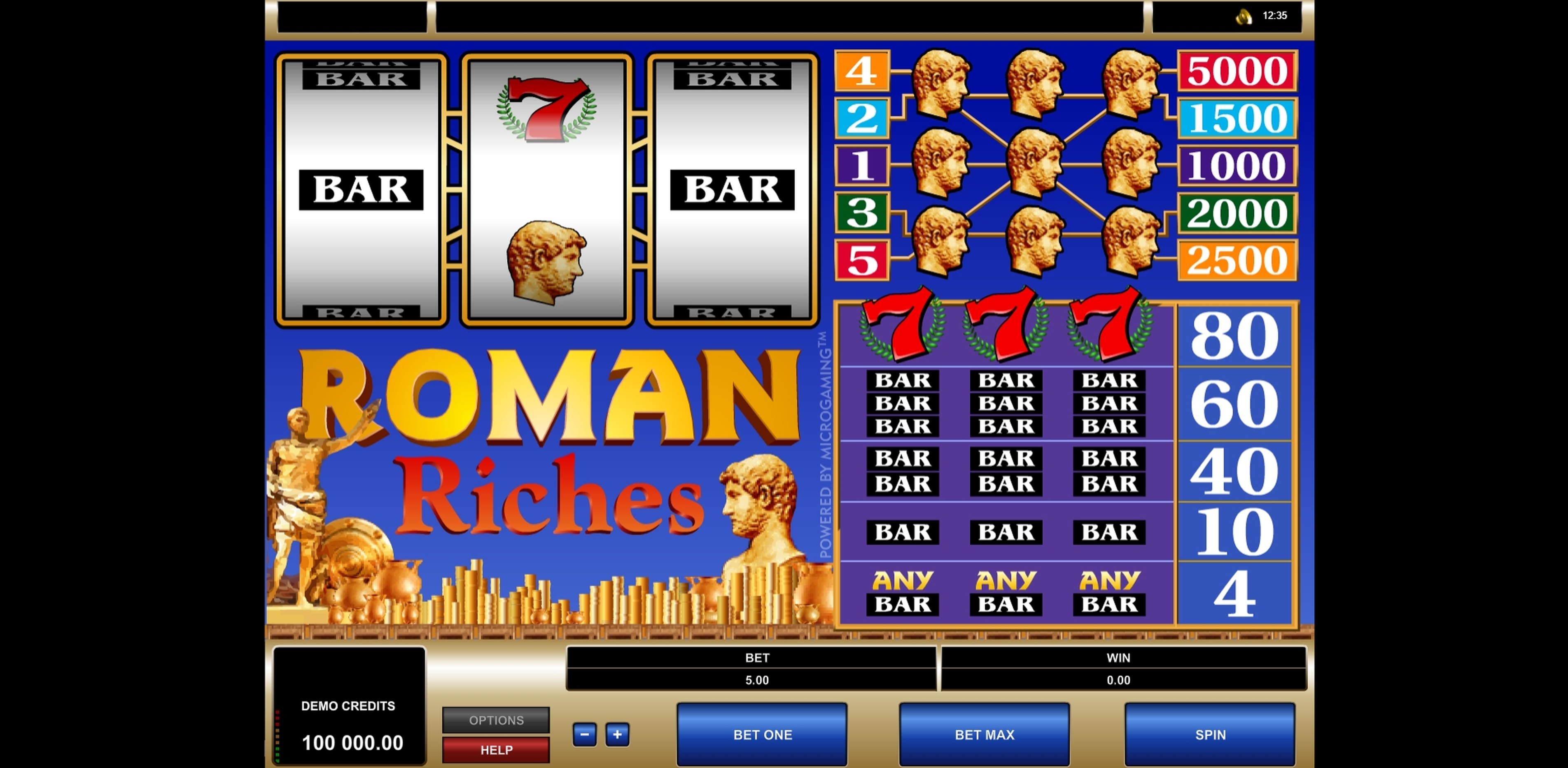Reels in Roman Riches Slot Game by Microgaming