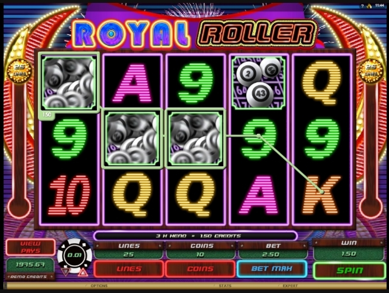Win Money in Royal Roller Free Slot Game by Microgaming