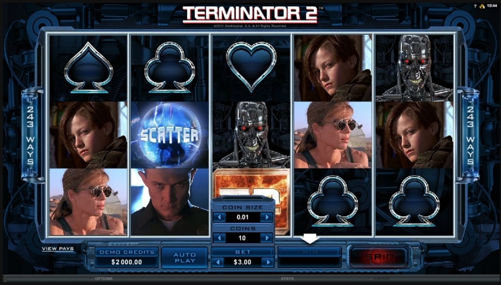 Reels in Terminator 2 Slot Game by Microgaming