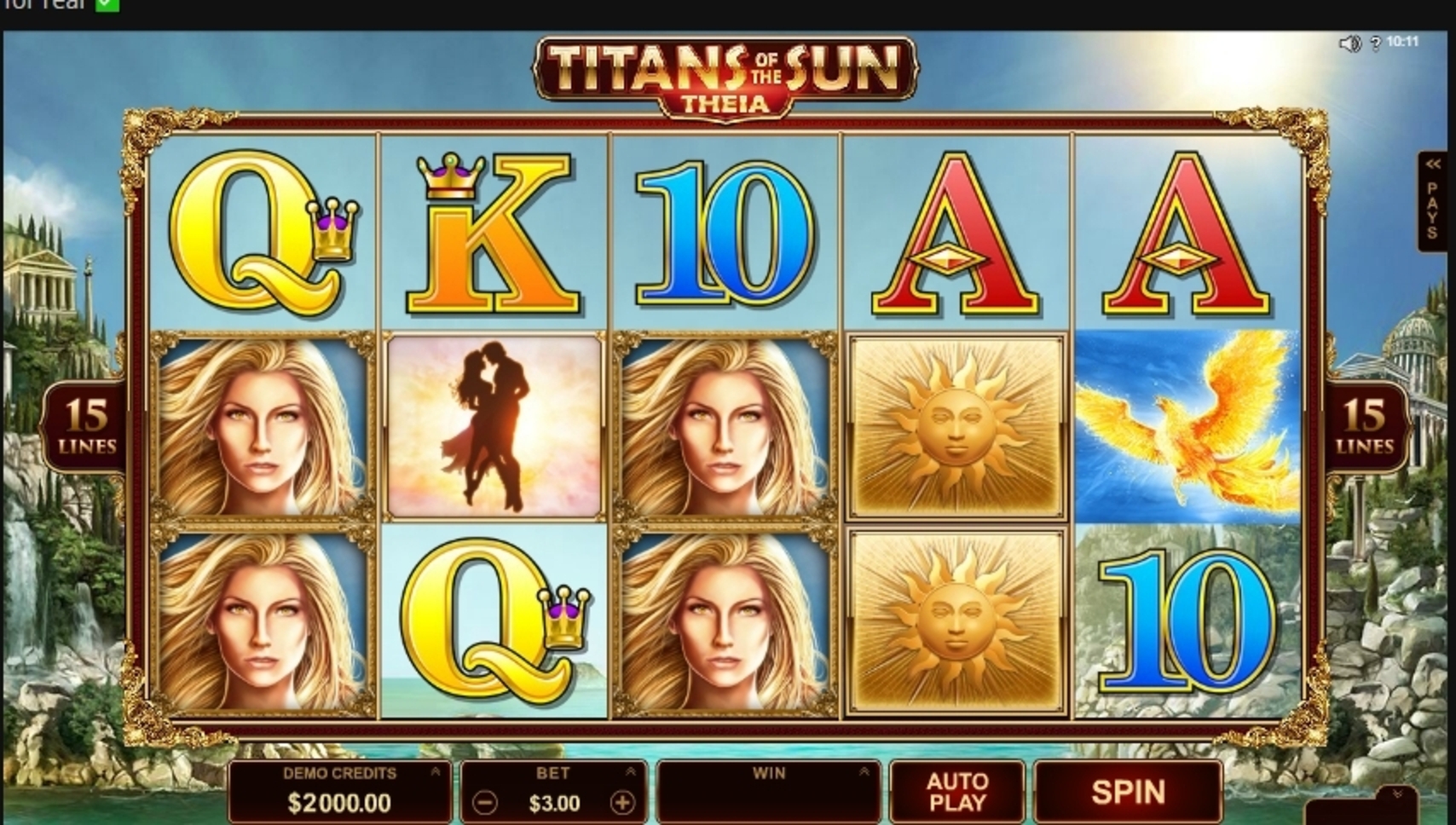 Reels in Titans of the Sun Theia Slot Game by Microgaming