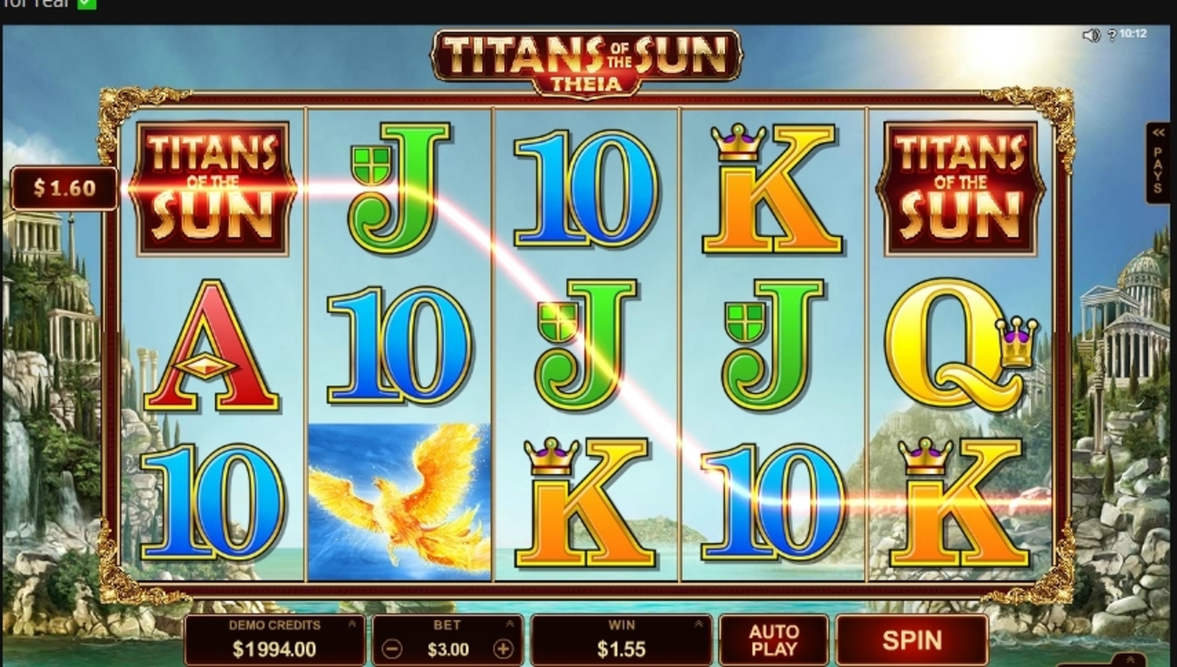Win Money in Titans of the Sun Theia Free Slot Game by Microgaming
