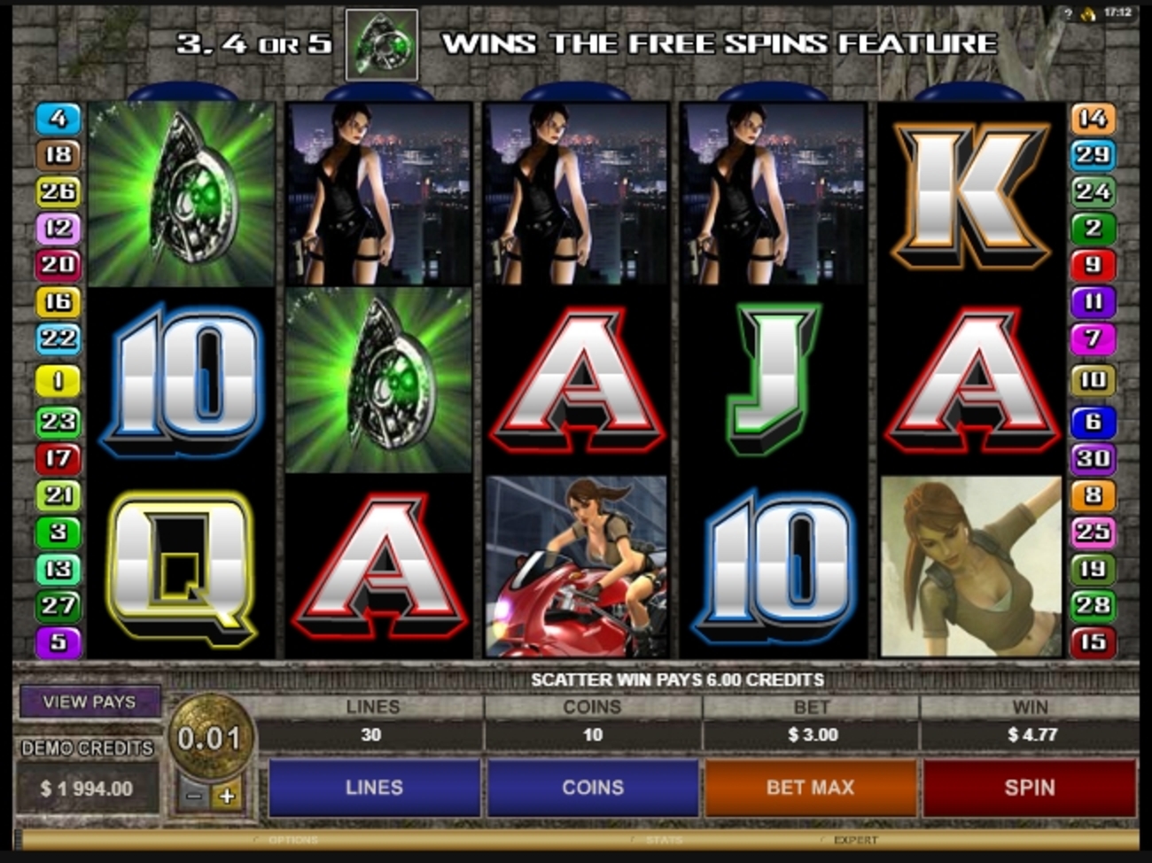 Win Money in Tomb Raider Secret of the Sword Free Slot Game by Microgaming