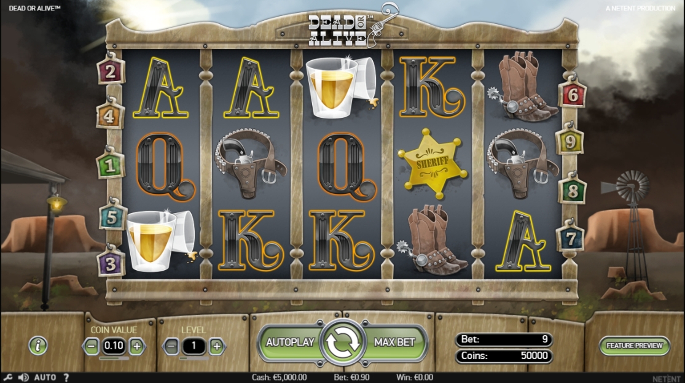 Reels in Dead or Alive Slot Game by NetEnt
