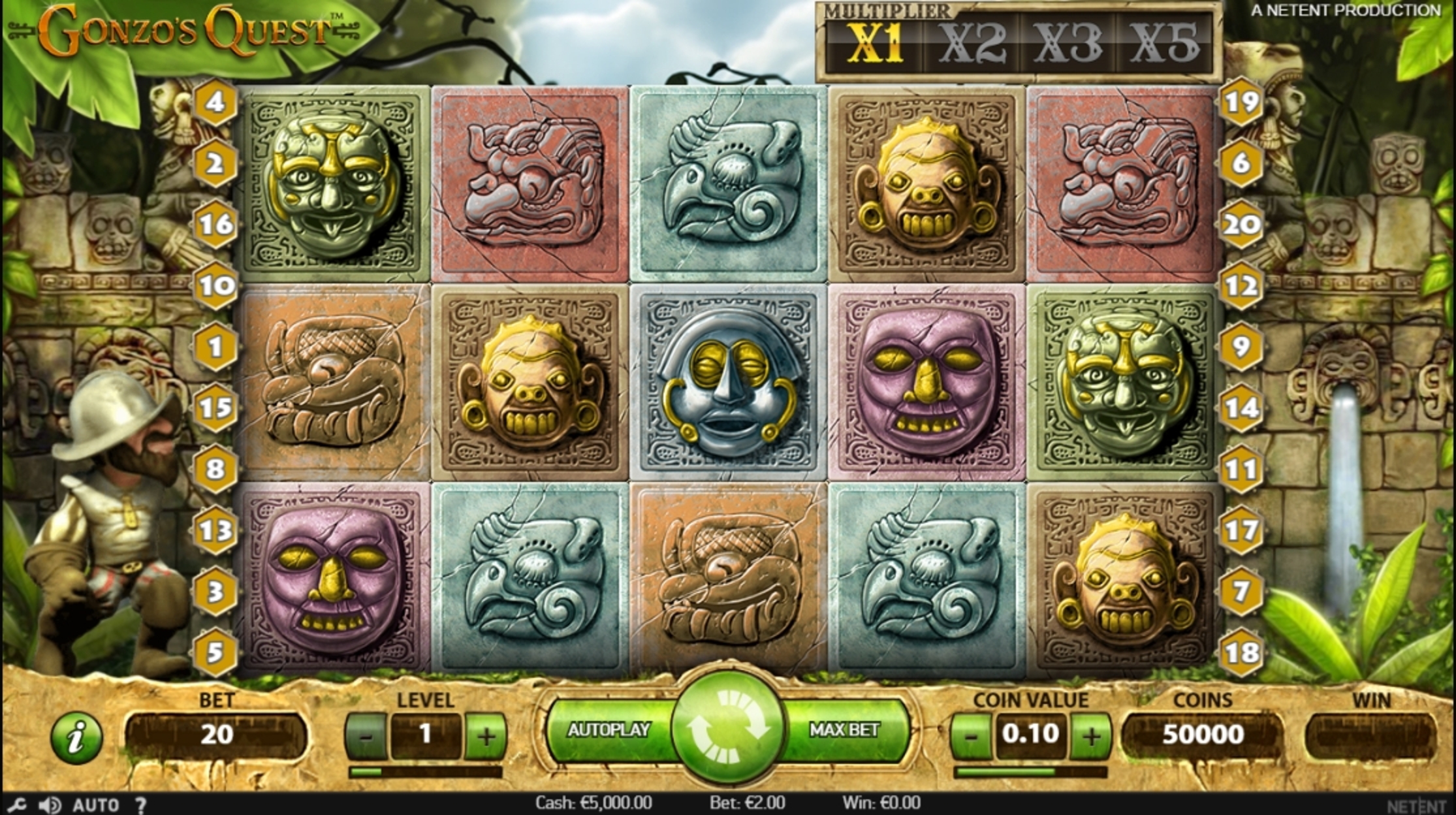 Reels in Gonzo's Quest Slot Game by NetEnt