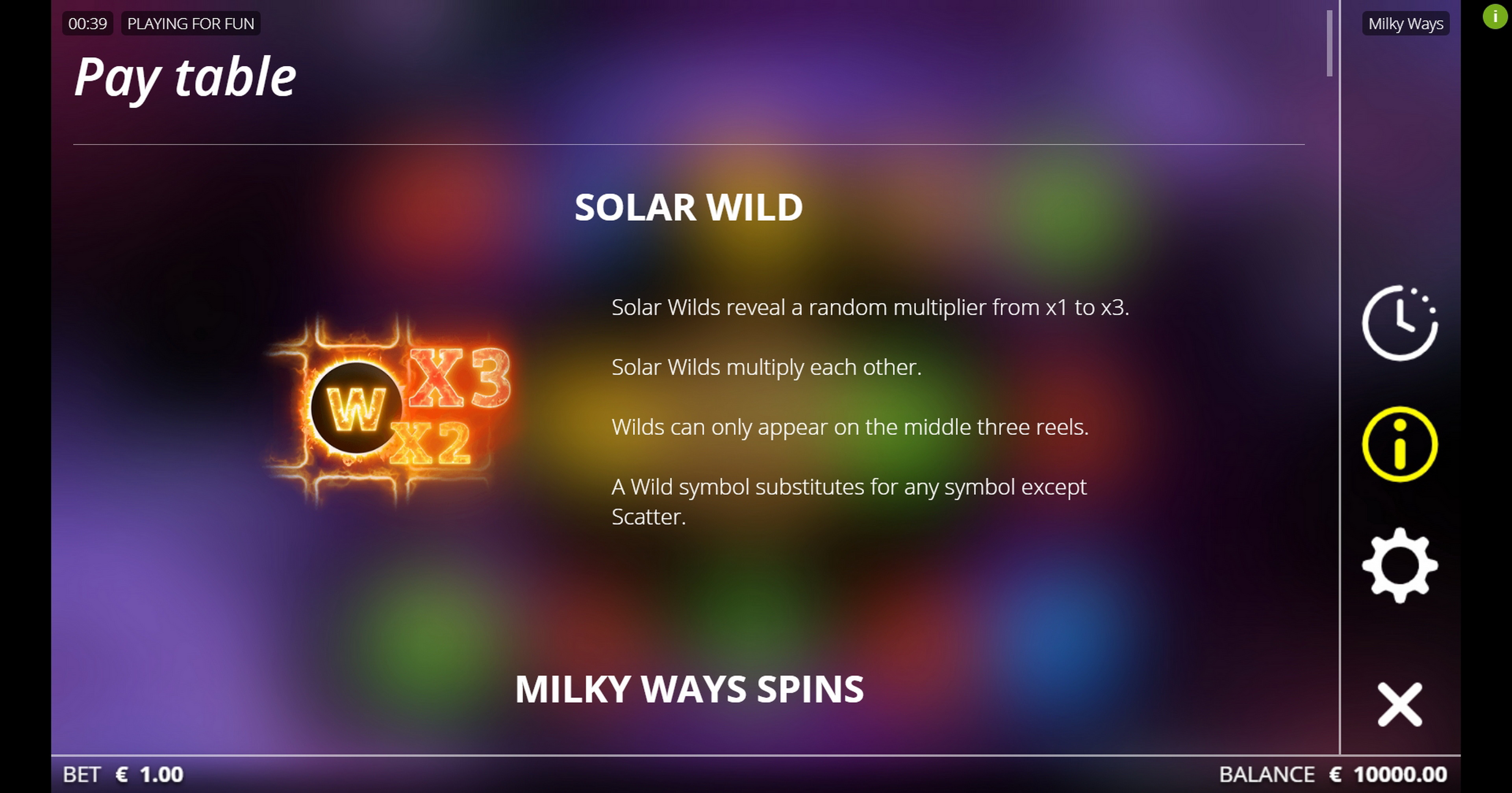 Info of Milky Ways Slot Game by Nolimit City