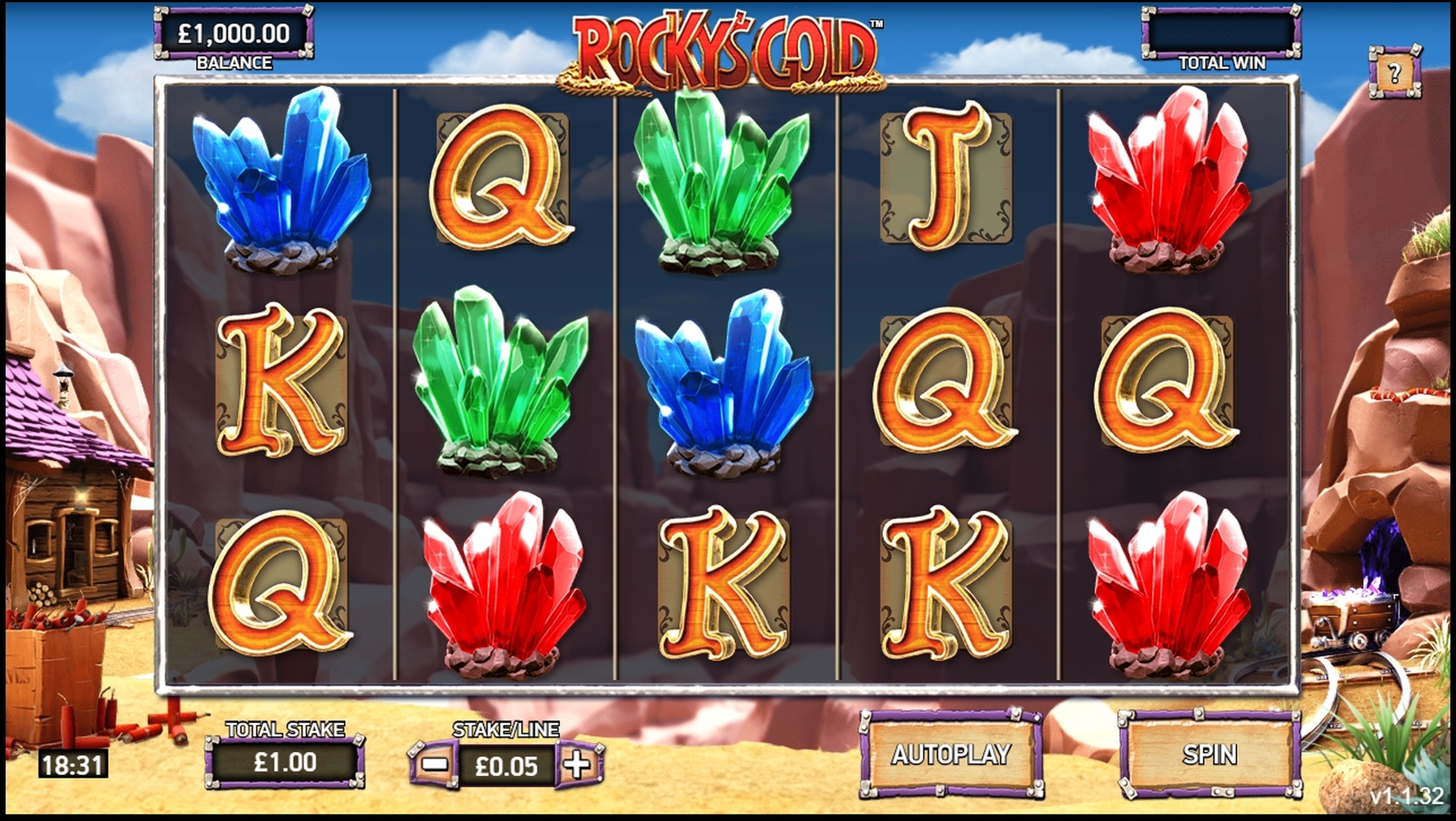 Reels in Rocky's Gold Slot Game by Northern Lights Gaming