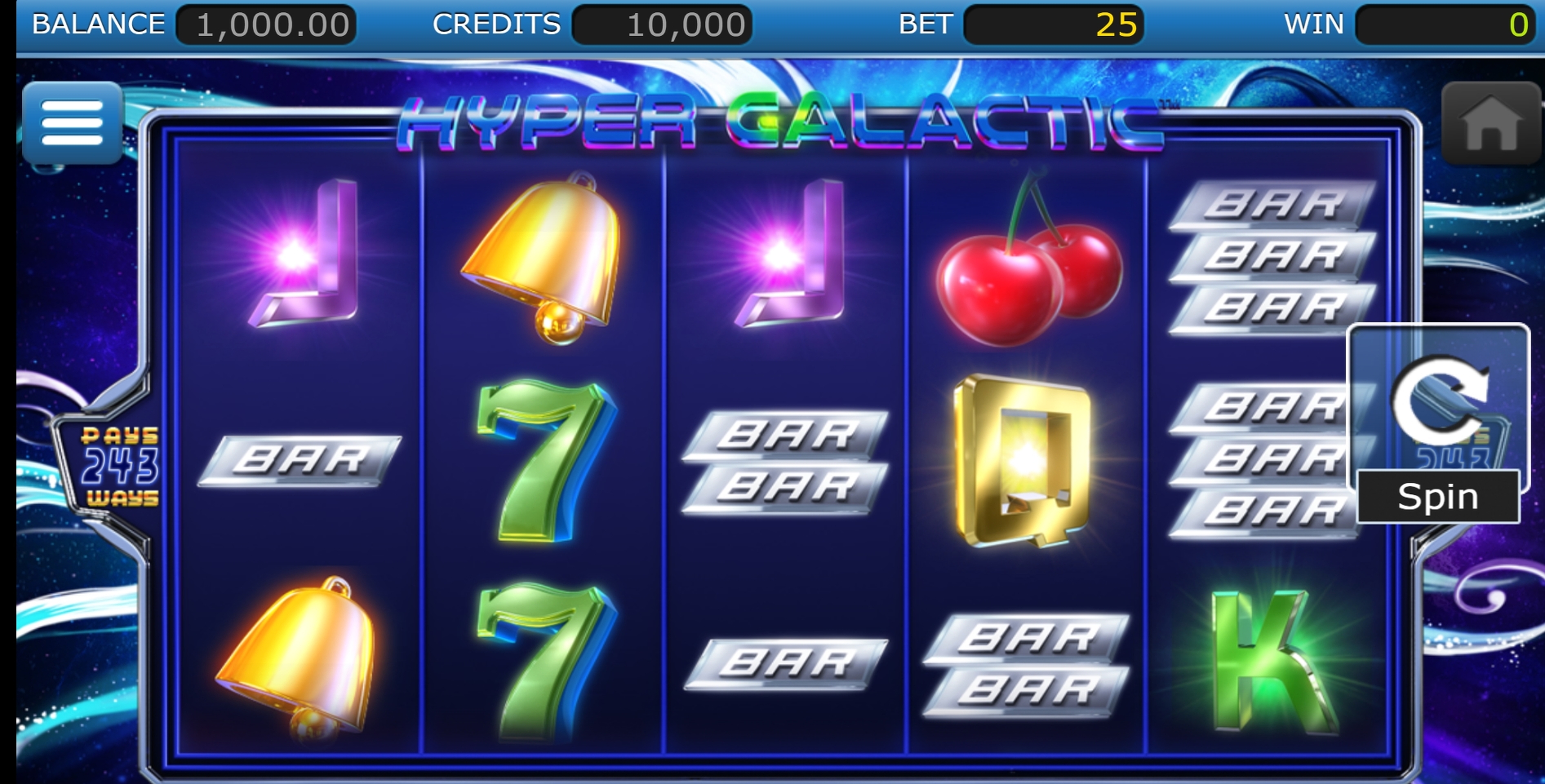 Reels in Hyper Galactic Slot Game by Nucleus Gaming