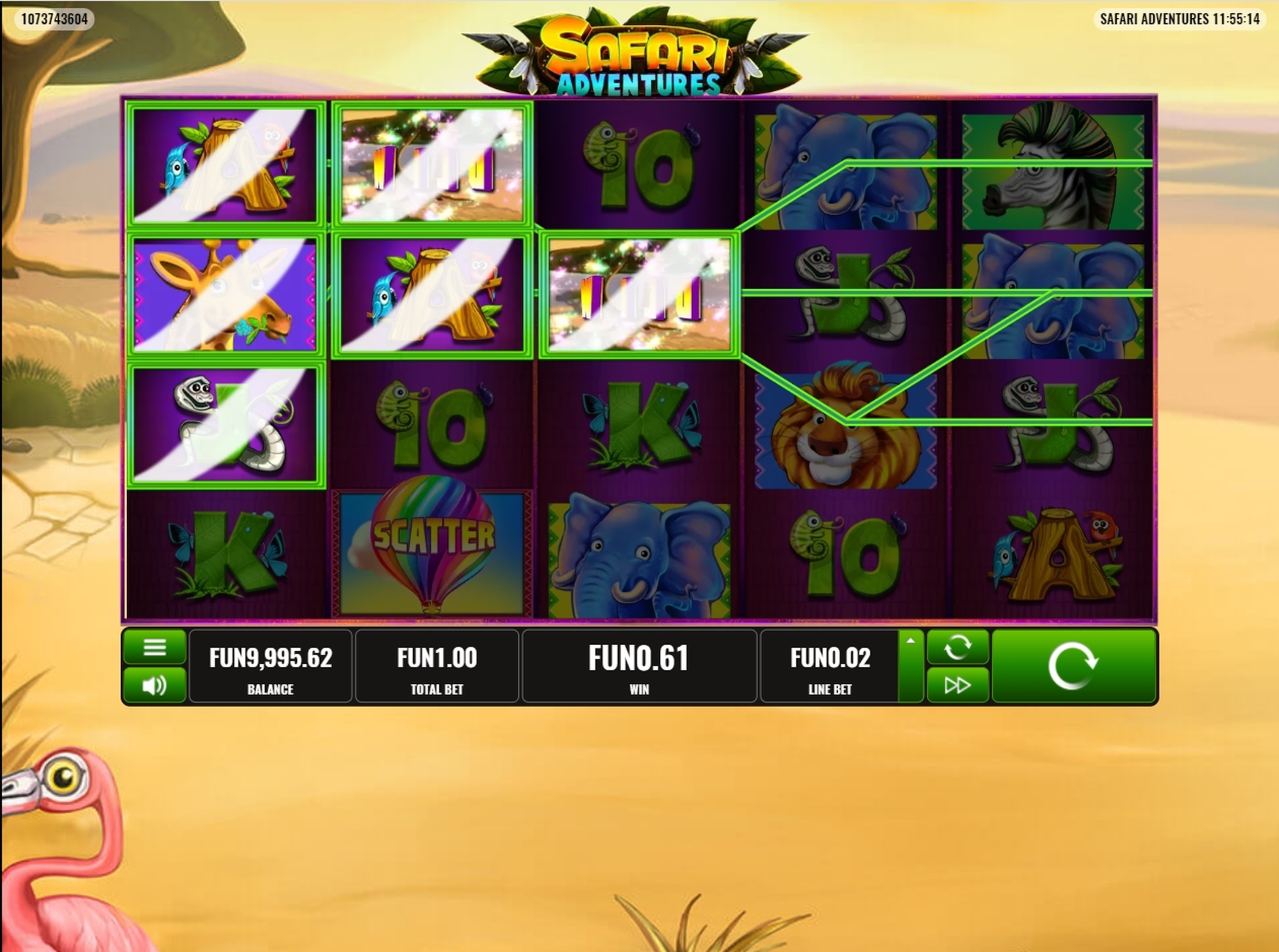 Win Money in Safari Adventures Free Slot Game by Platipus