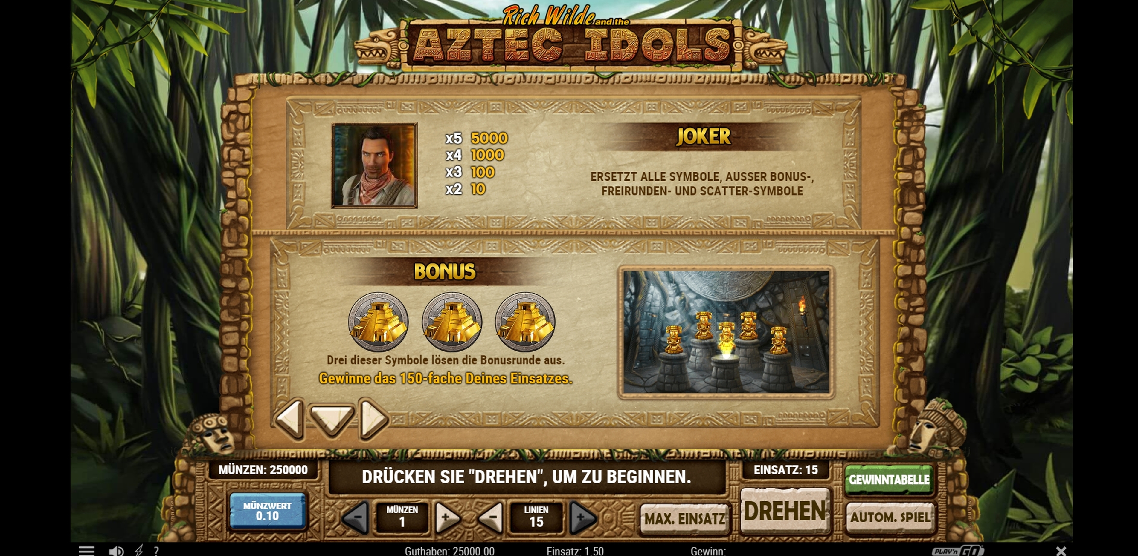 Info of Aztec Idols Slot Game by Playn GO