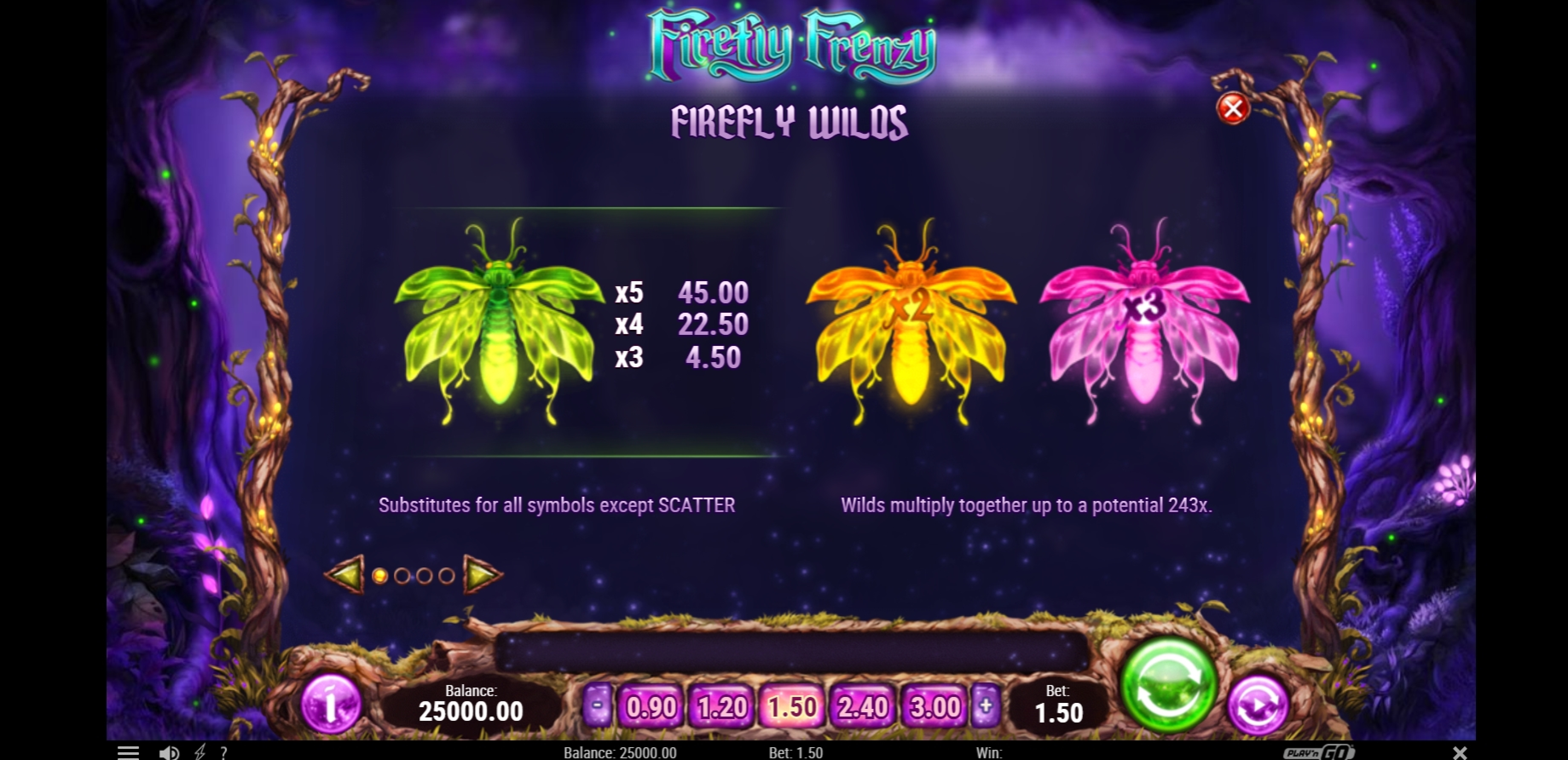 Info of Firefly Frenzy Slot Game by Playn GO