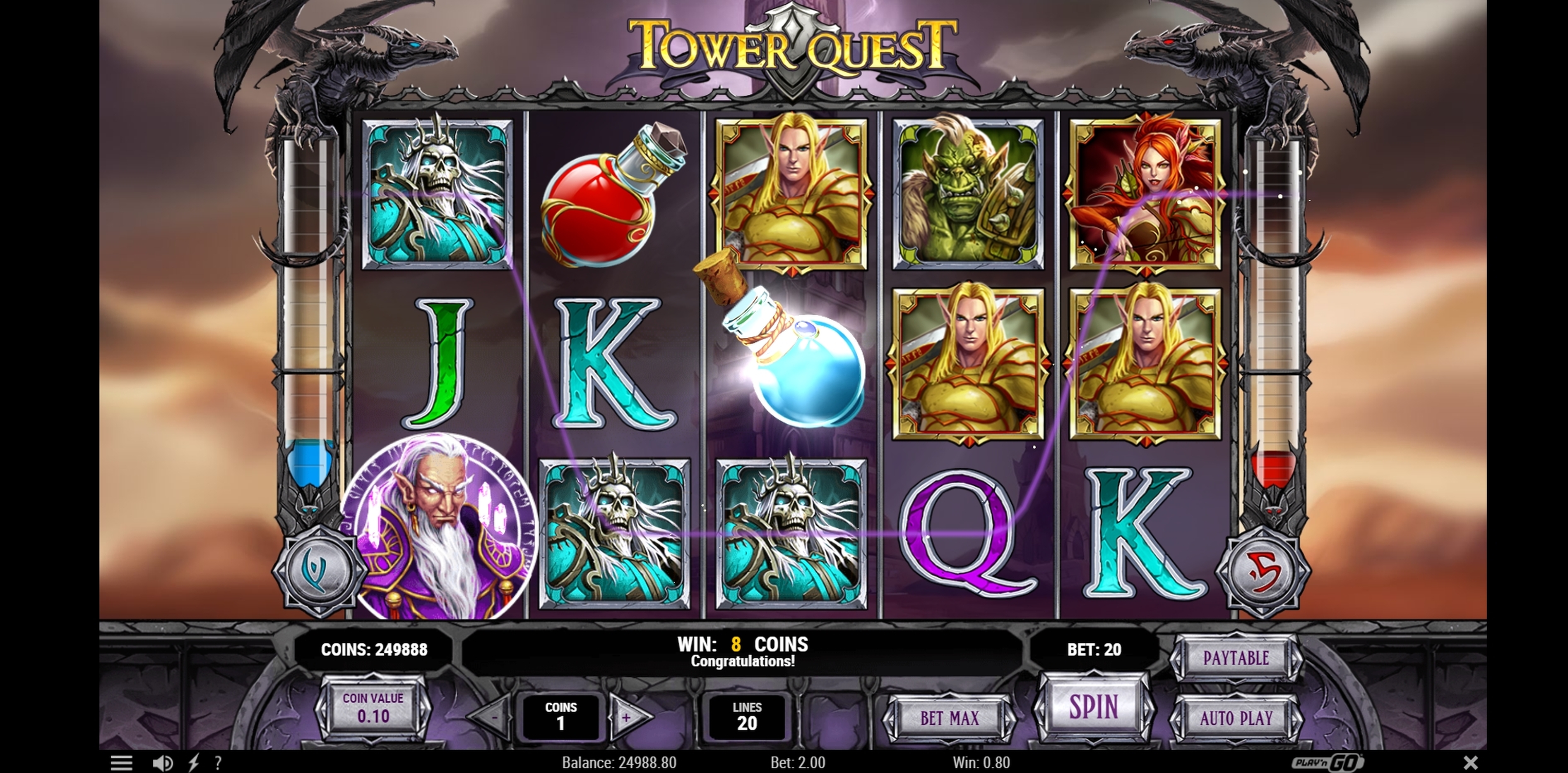 Win Money in Tower Quest Free Slot Game by Playn GO