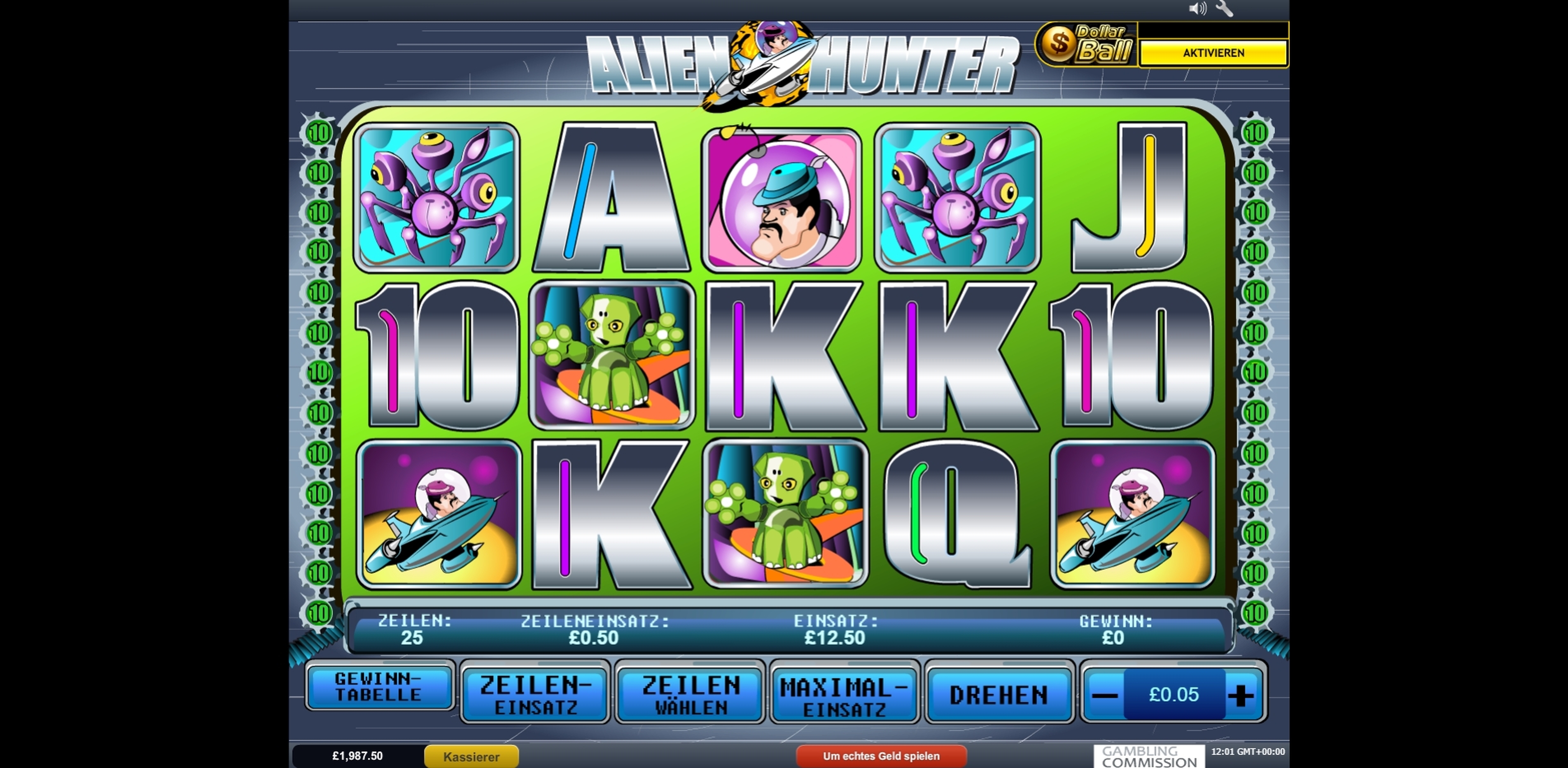 Reels in Alien Hunter Slot Game by Playtech