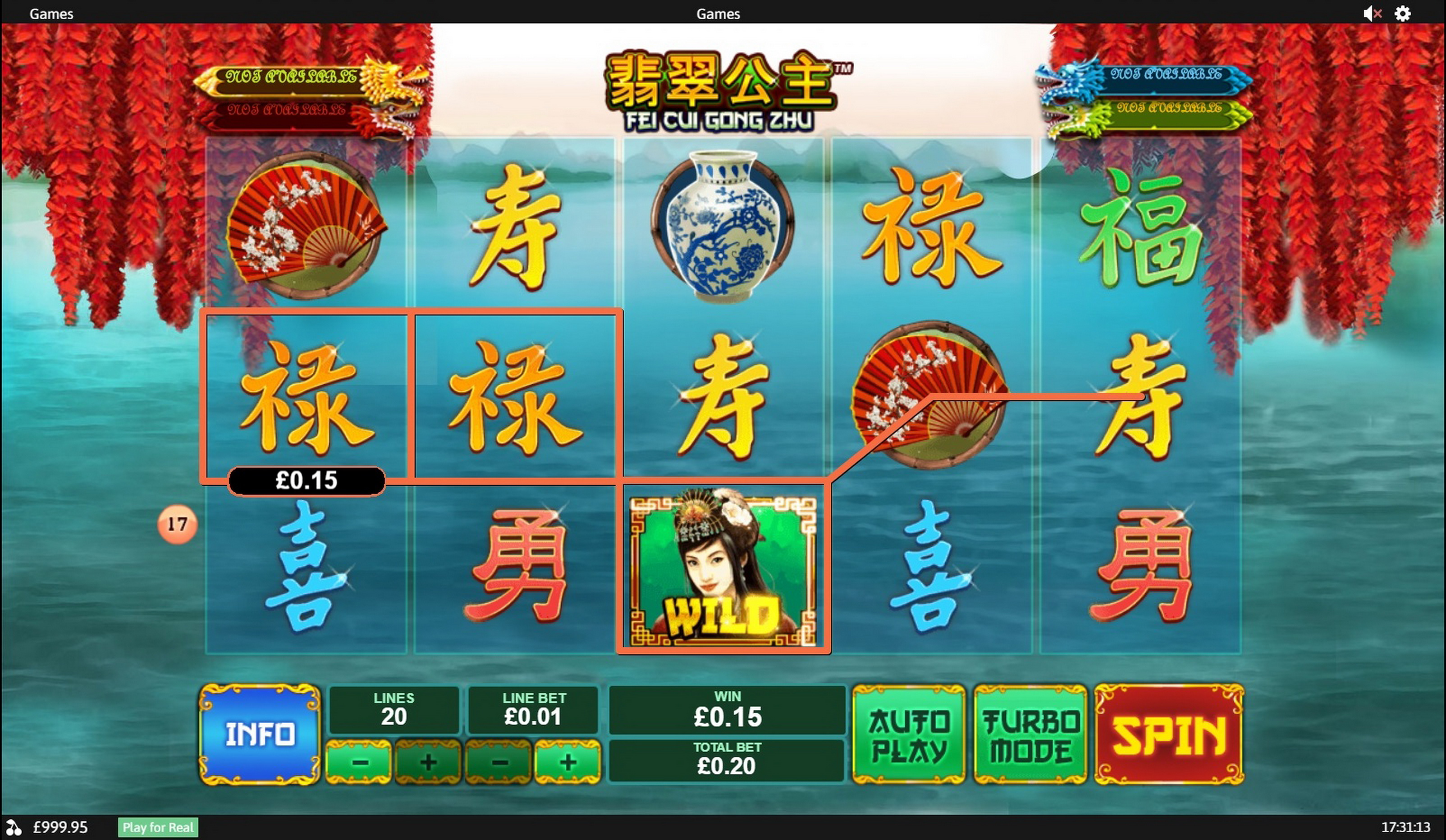 Win Money in Fei Cui Gong Zhu Free Slot Game by Playtech
