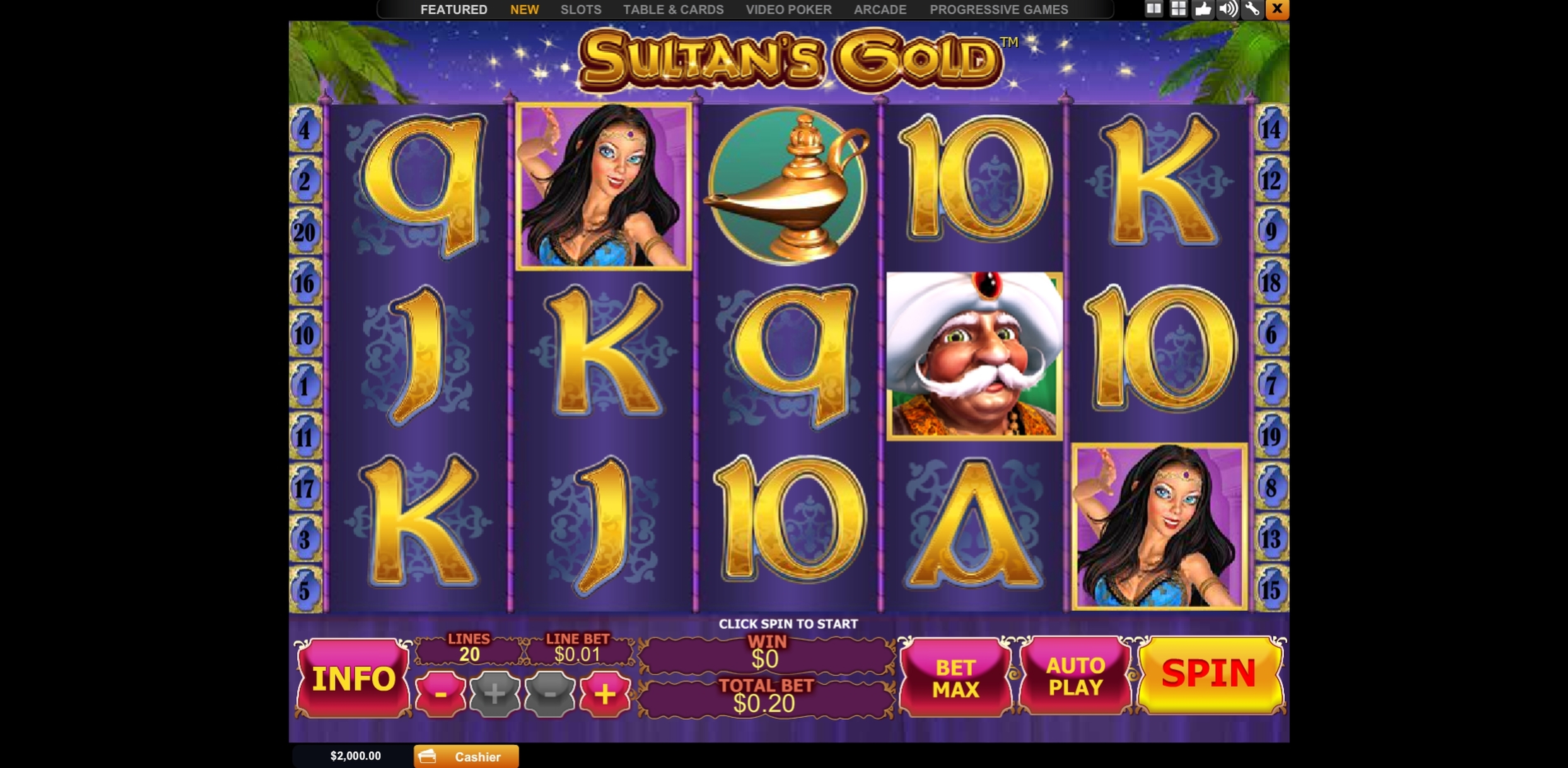 Reels in Sultan's Gold Slot Game by Playtech