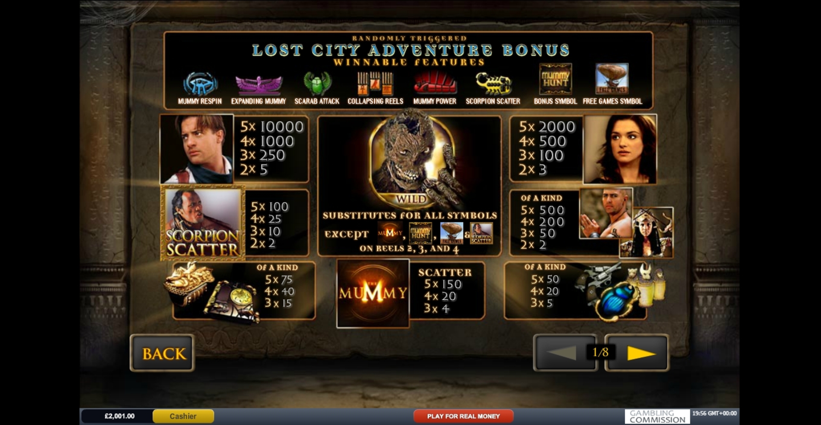 Info of The Mummy Slot Game by Playtech