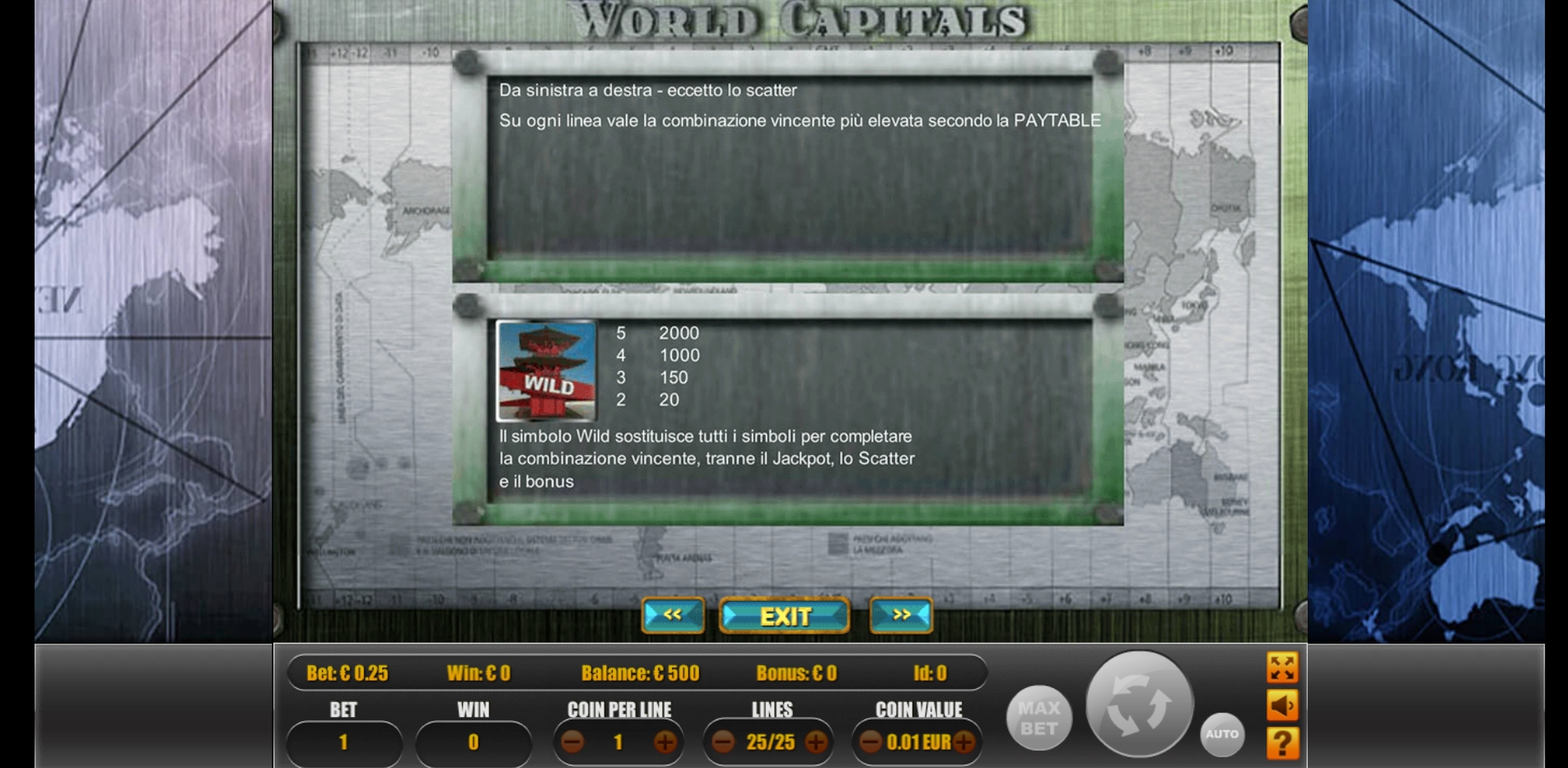 Info of World Capitals Slot Game by Portomaso Gaming