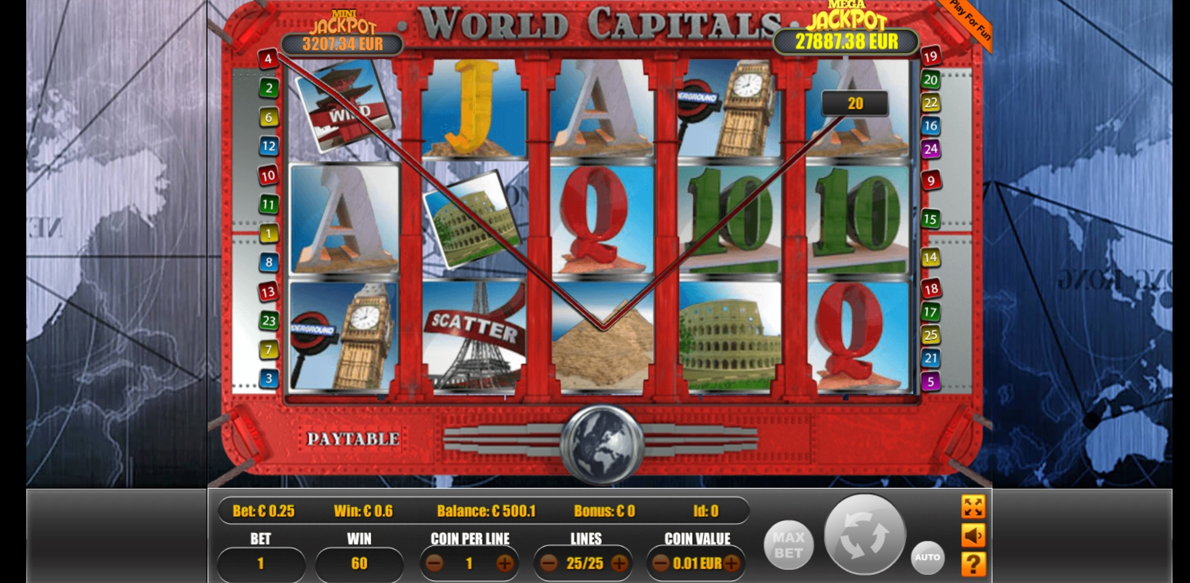 Win Money in World Capitals Free Slot Game by Portomaso Gaming