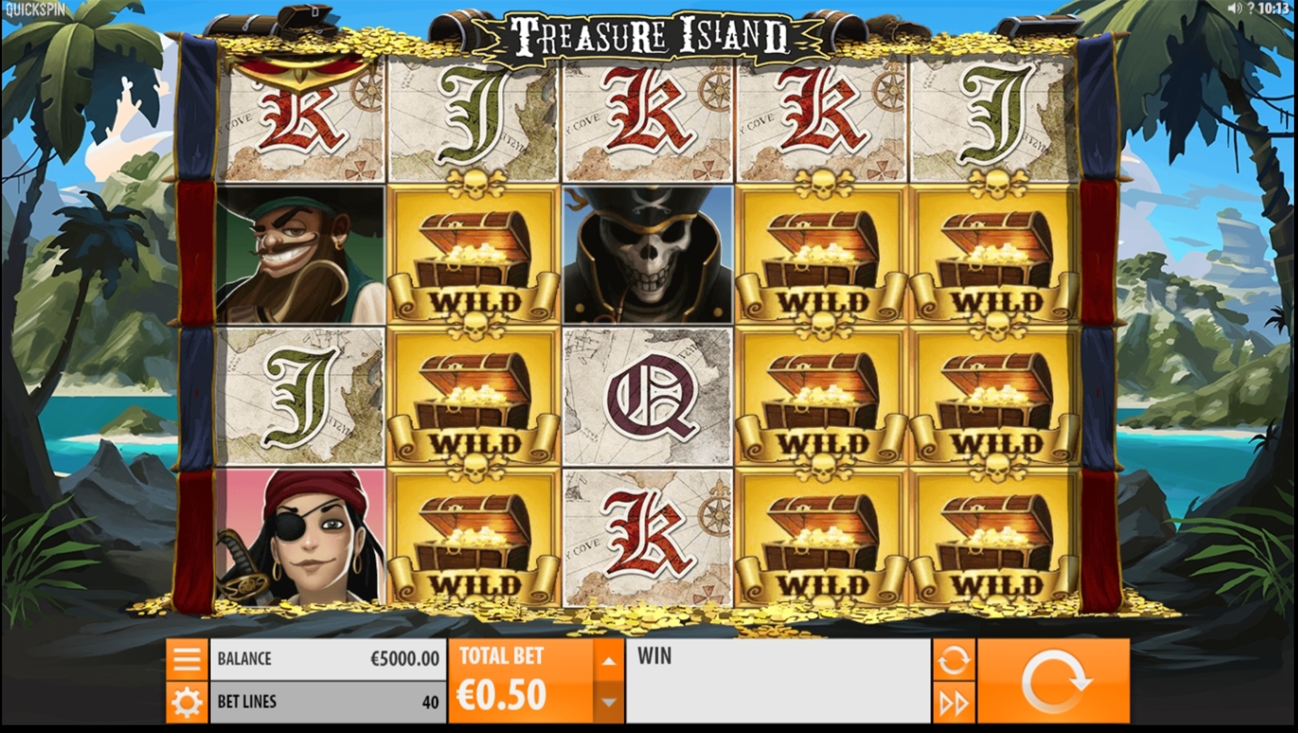 Reels in Treasure Island Slot Game by Quickspin