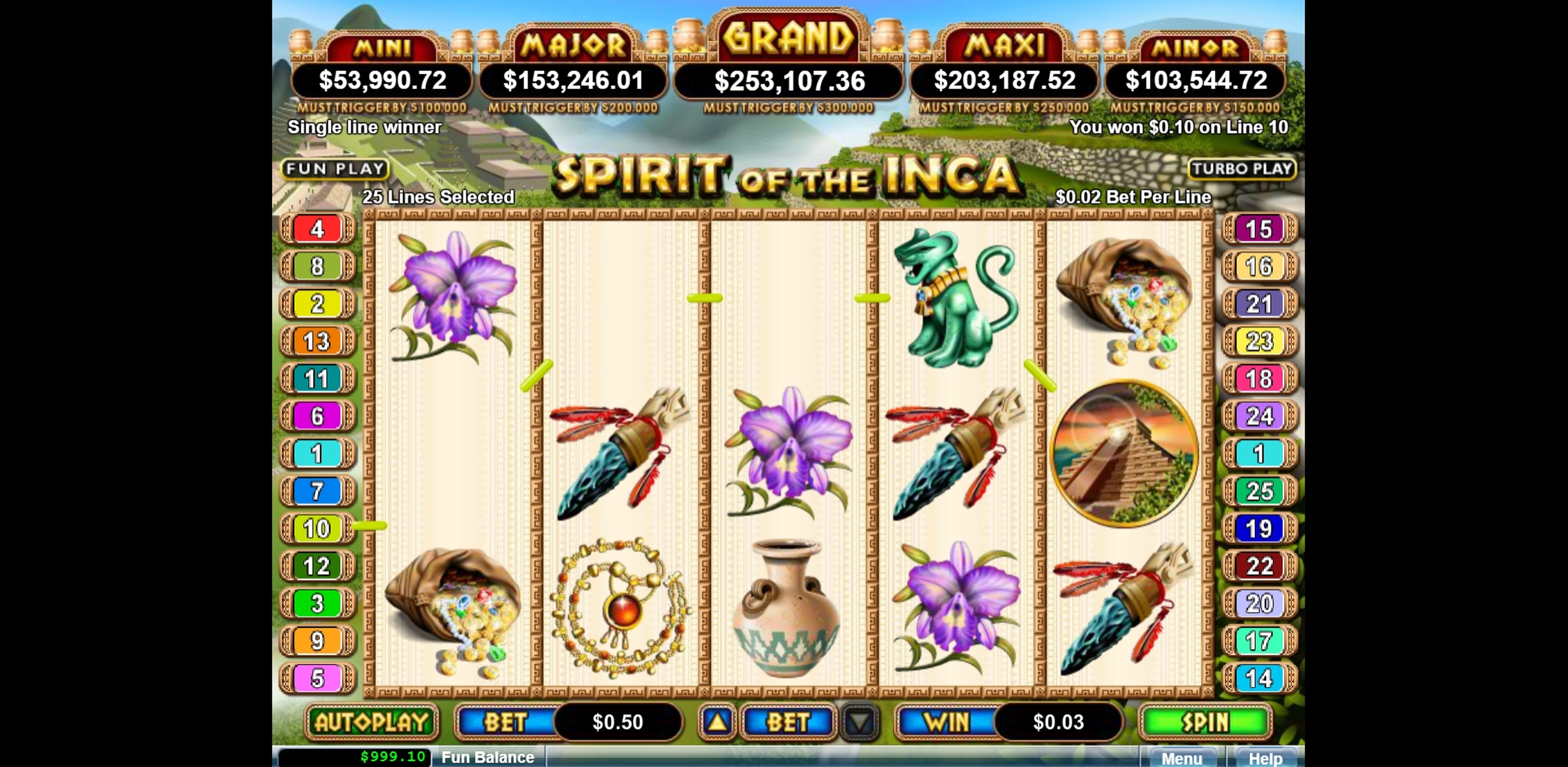 Win Money in Spirit of the Inca Free Slot Game by Real Time Gaming