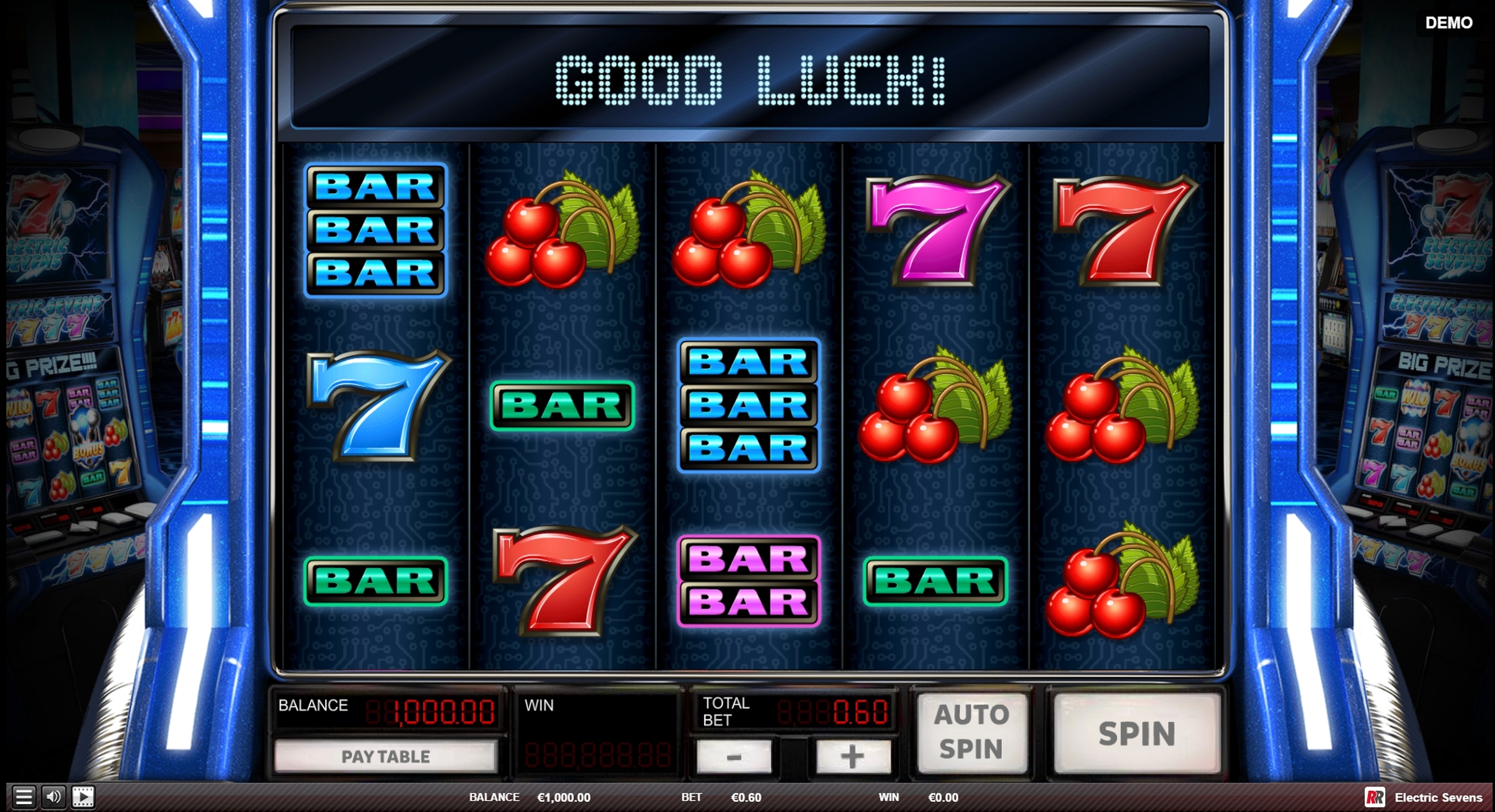 Reels in Electric Sevens Slot Game by Red Rake Gaming