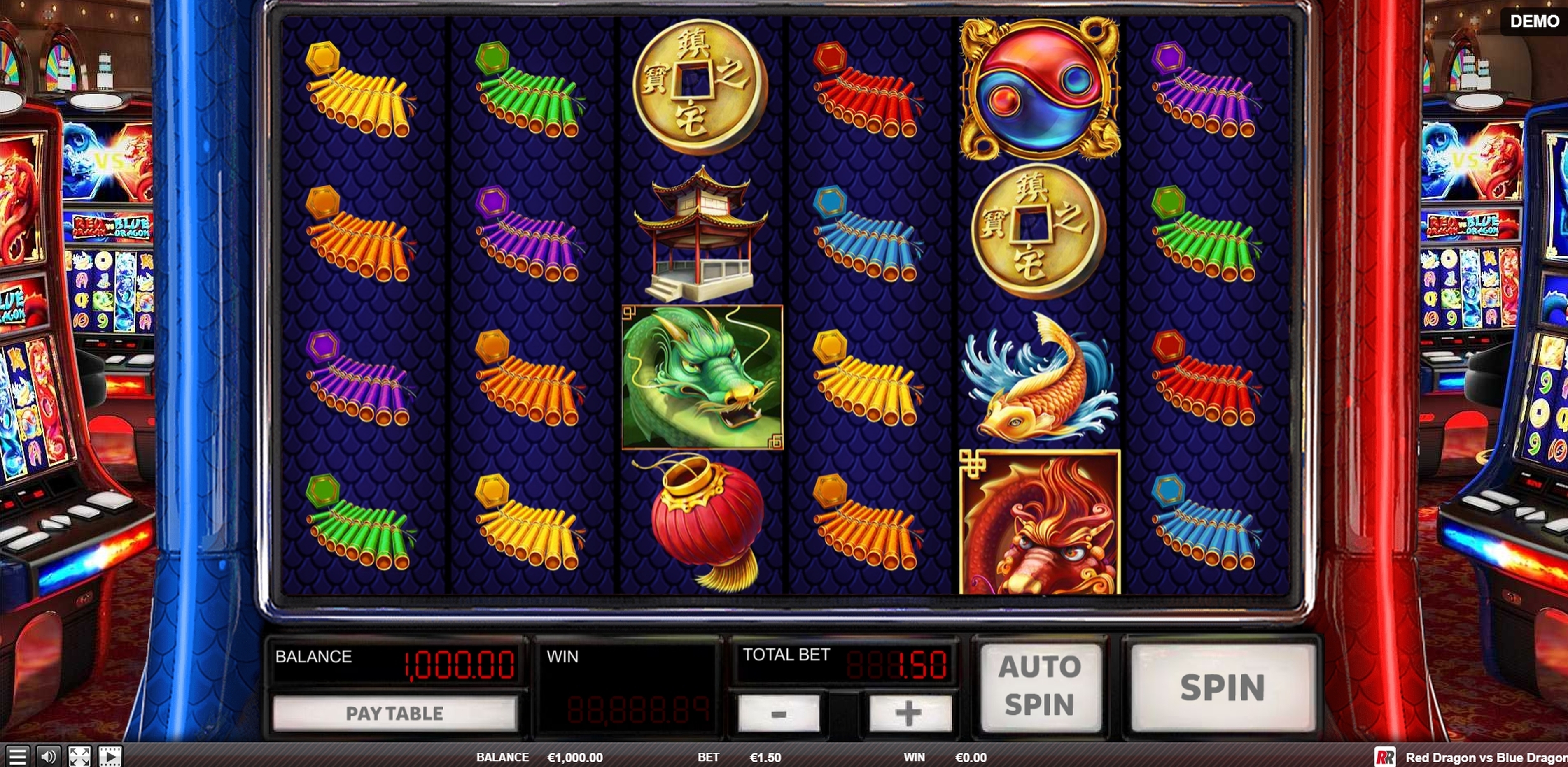 Reels in Red Dragon VS Blue Dragon Slot Game by Red Rake Gaming