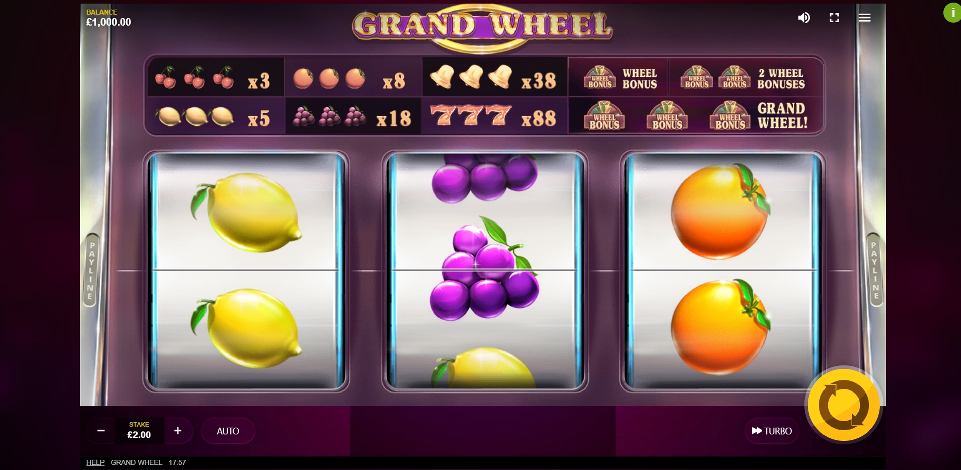 Reels in Grand Wheel Slot Game by Red Tiger Gaming
